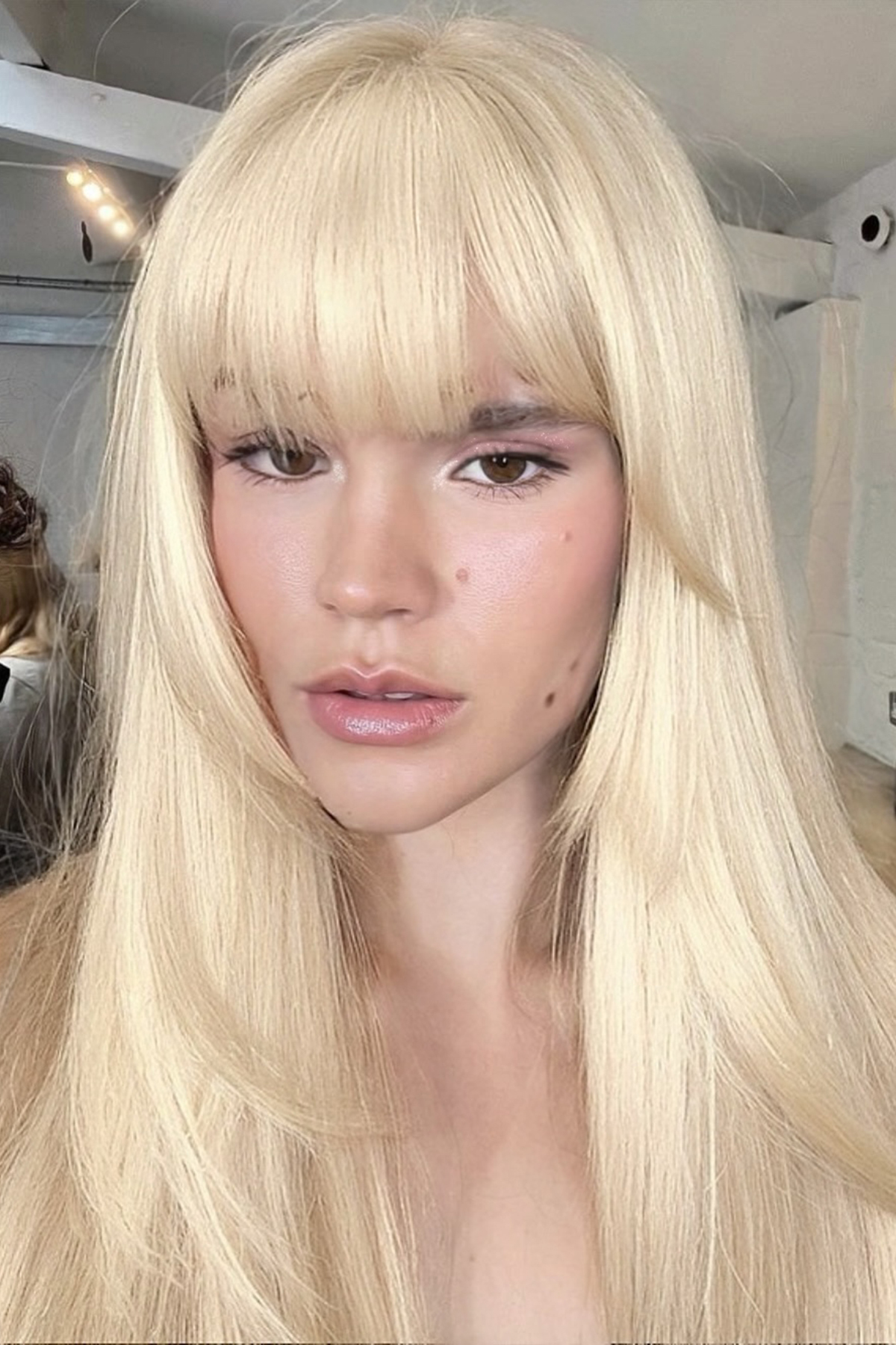 Matte Yellow Long Edge False Fringe Fiber Hair 613#