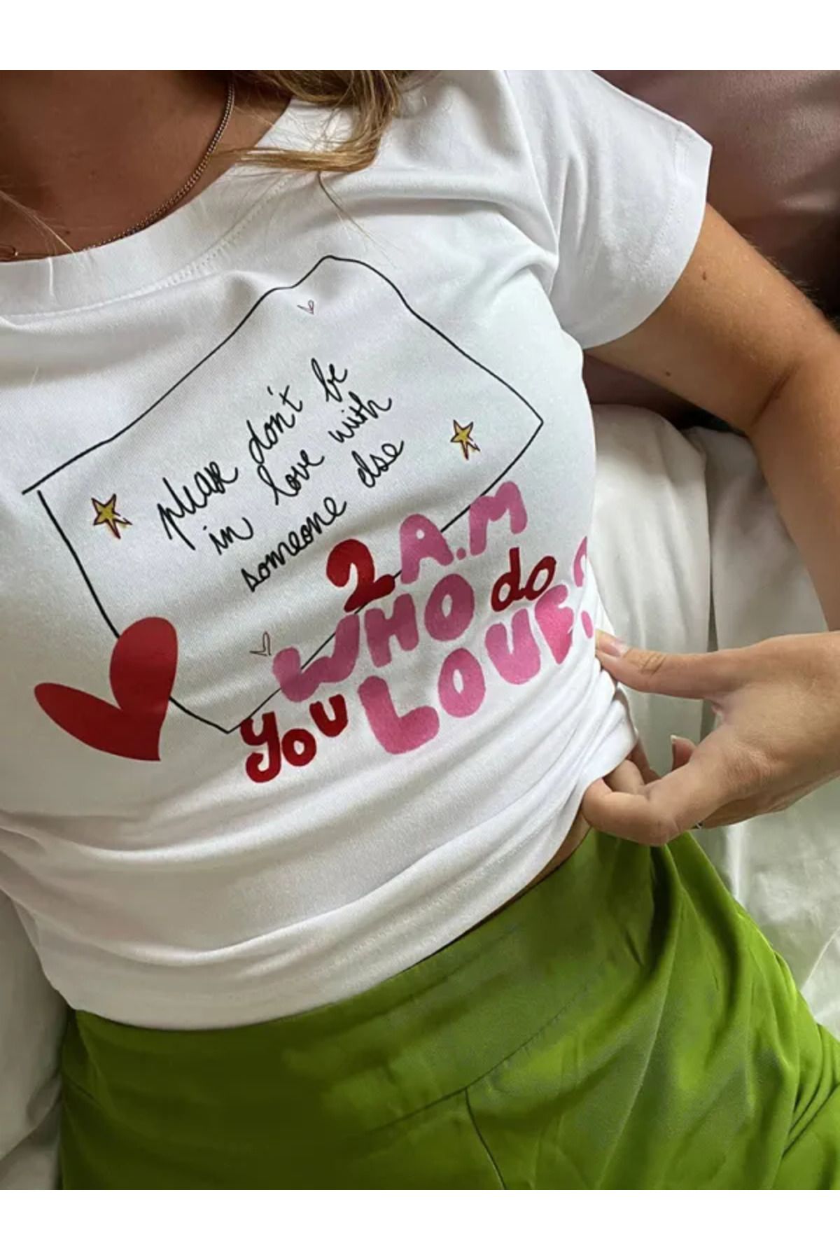 JANSO GROUP - KADIN CROP TSHIRT BASKILI BEYAZ