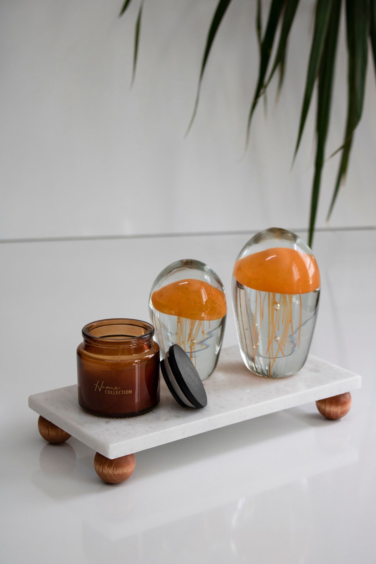 FARALYAHOME Mermer Ahşap Ayaklı 24X12 CM Dekorasyon Stant