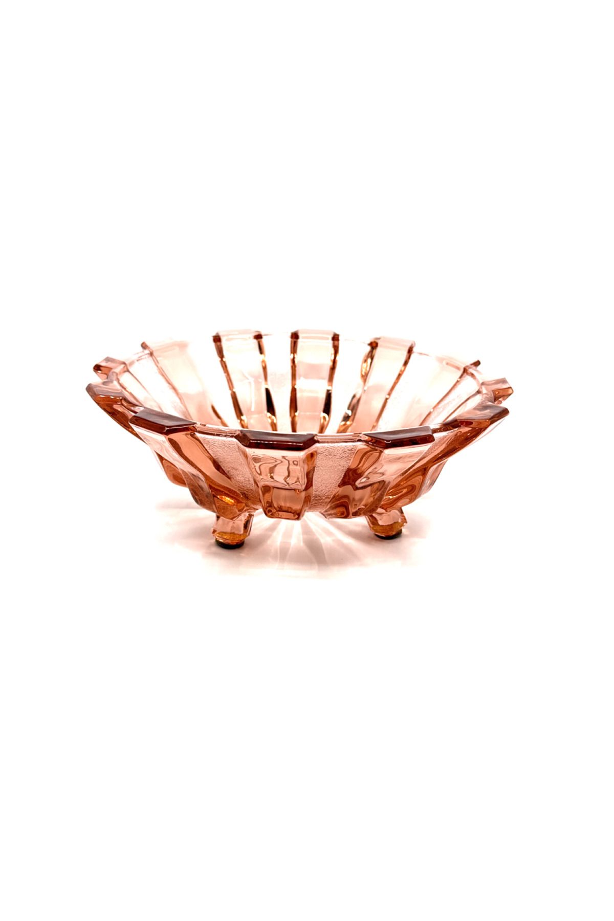 Dilşen Antika Dekoratif Art Deco Pembe Cam Kase