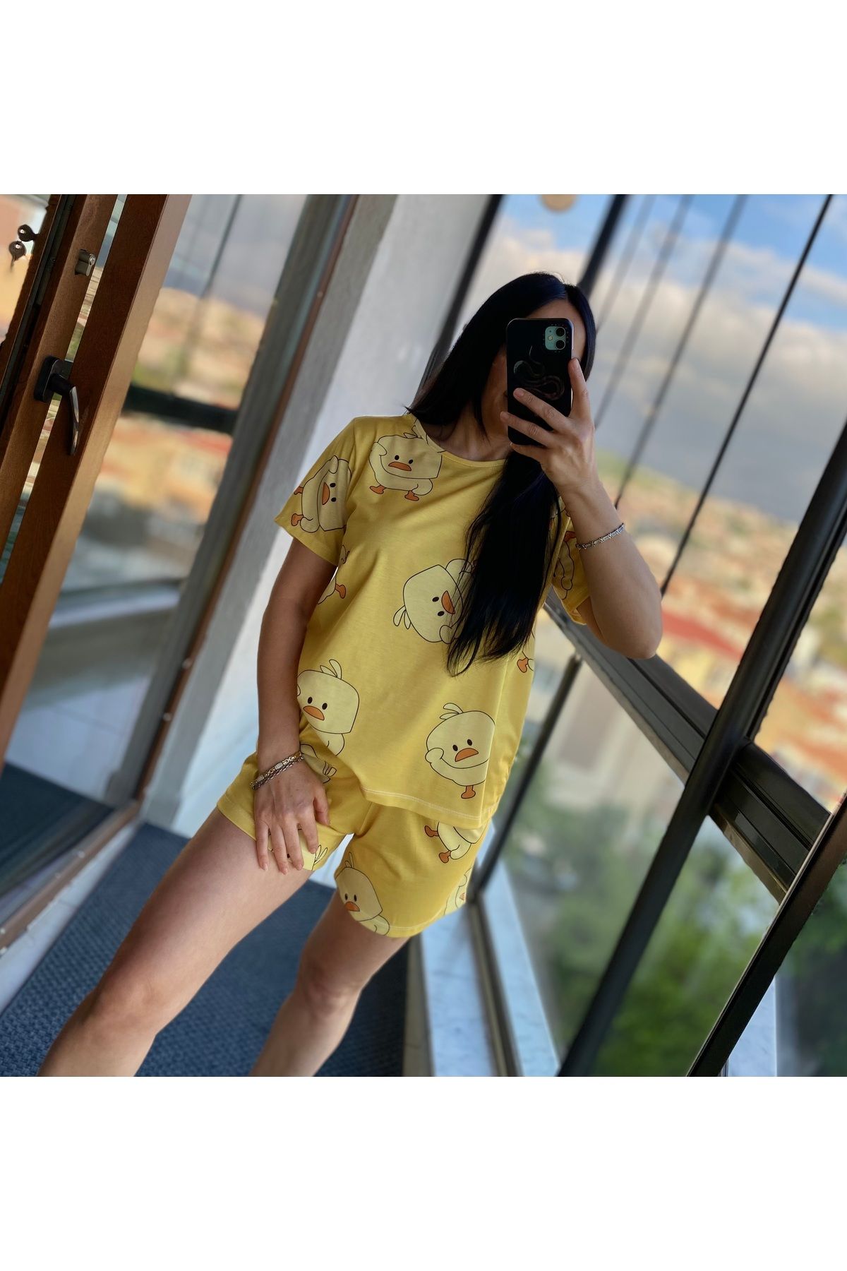 noir boutique CİVCİVLİ ŞORTLU PİJAMA TAKIM
