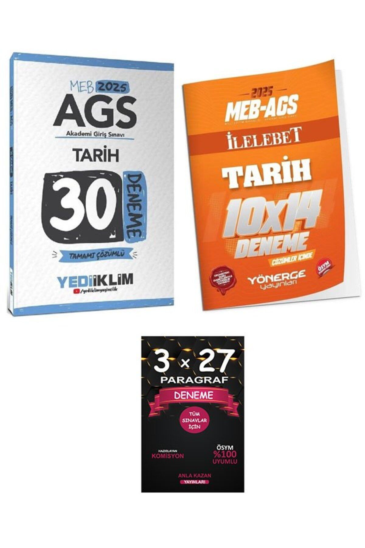 Anla Kazan Yayınları Yediiklim + Yönerge 2025 MEB-AGS Tarih 30+14 Deneme 2 li Set