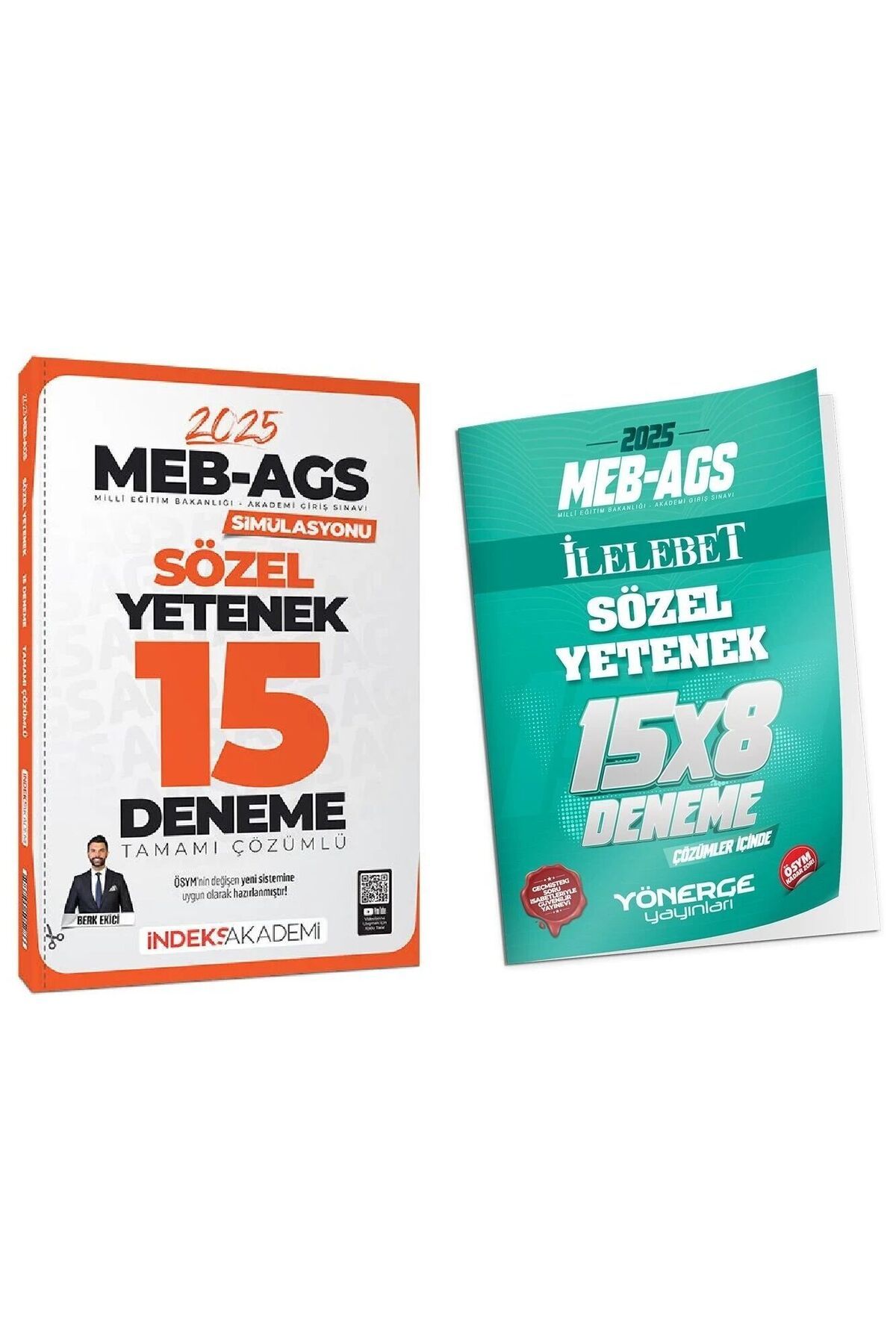 İndeks Akademi İndeks + Yönerge 2025 MEB-AGS Simülasyonu Sözel Yetenek 15+8 Deneme 2 li Set - Berk Ekici İndeks Aka