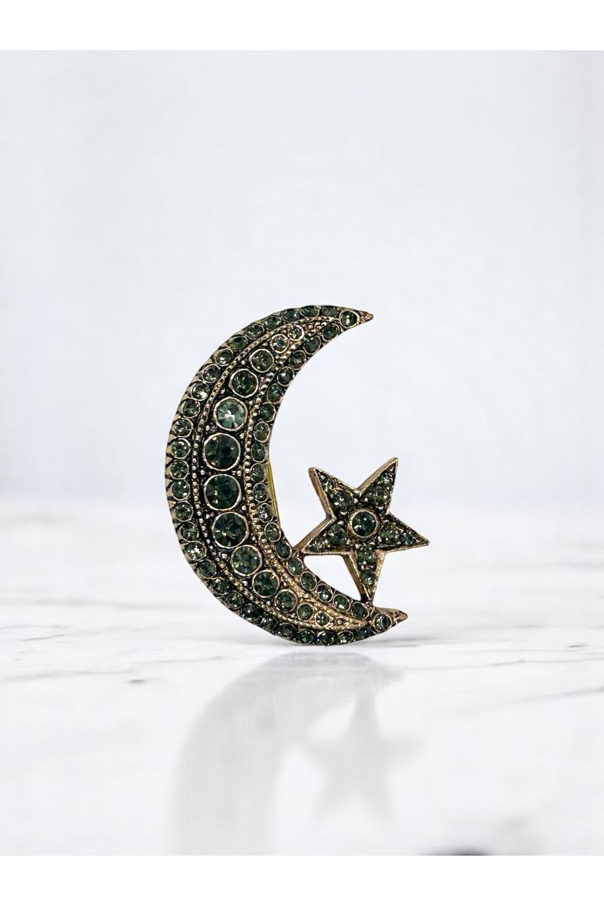FUYA JEWELLERY Elmas Montür Ay Yıldız Broş