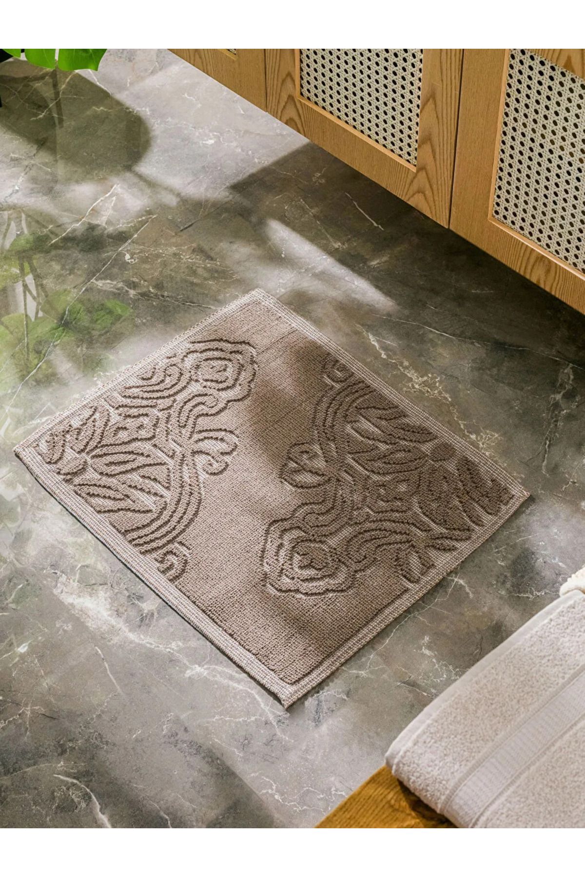 LC Waikiki LCW HOME Kahverengi Kendinden Desenli Banyo Paspası 50x60 cm