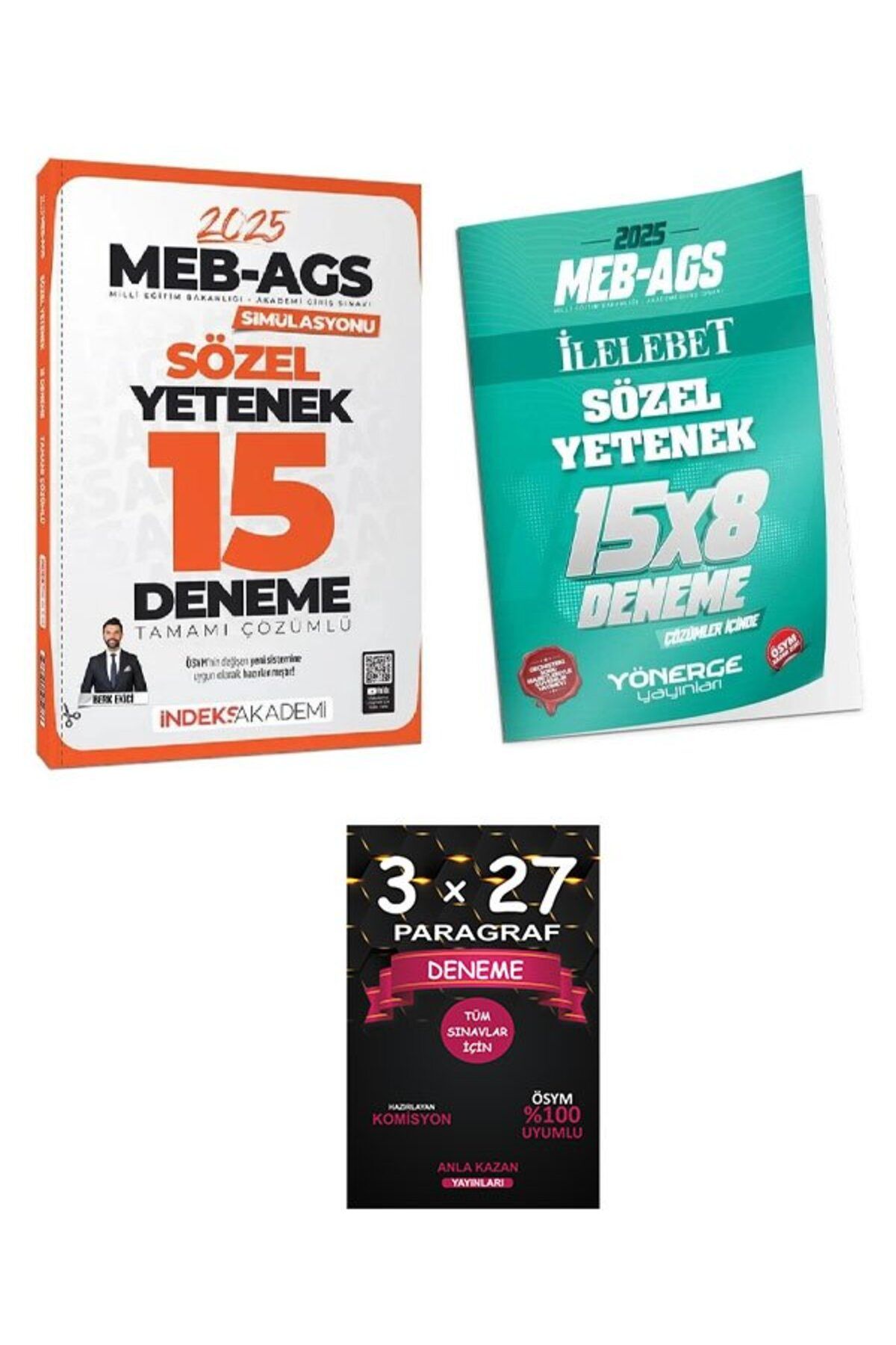 Anla Kazan Yayınları İndeks + Yönerge 2025 MEB-AGS Simülasyonu Sözel Yetenek 15+8 Deneme 2 li Set+Anla KAzan Paragraf
