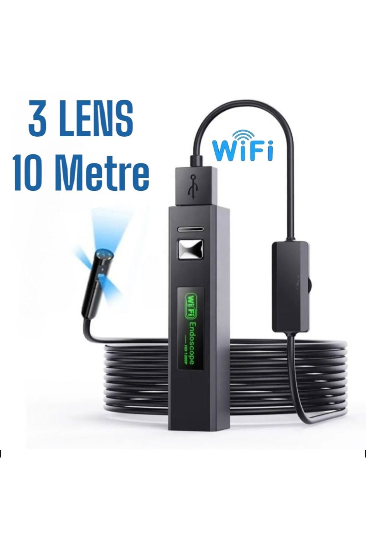 Urfakent 3 Lensli WİFİ Yılan Kamera 5 Metre Ve 10 Metre Seçenekli
