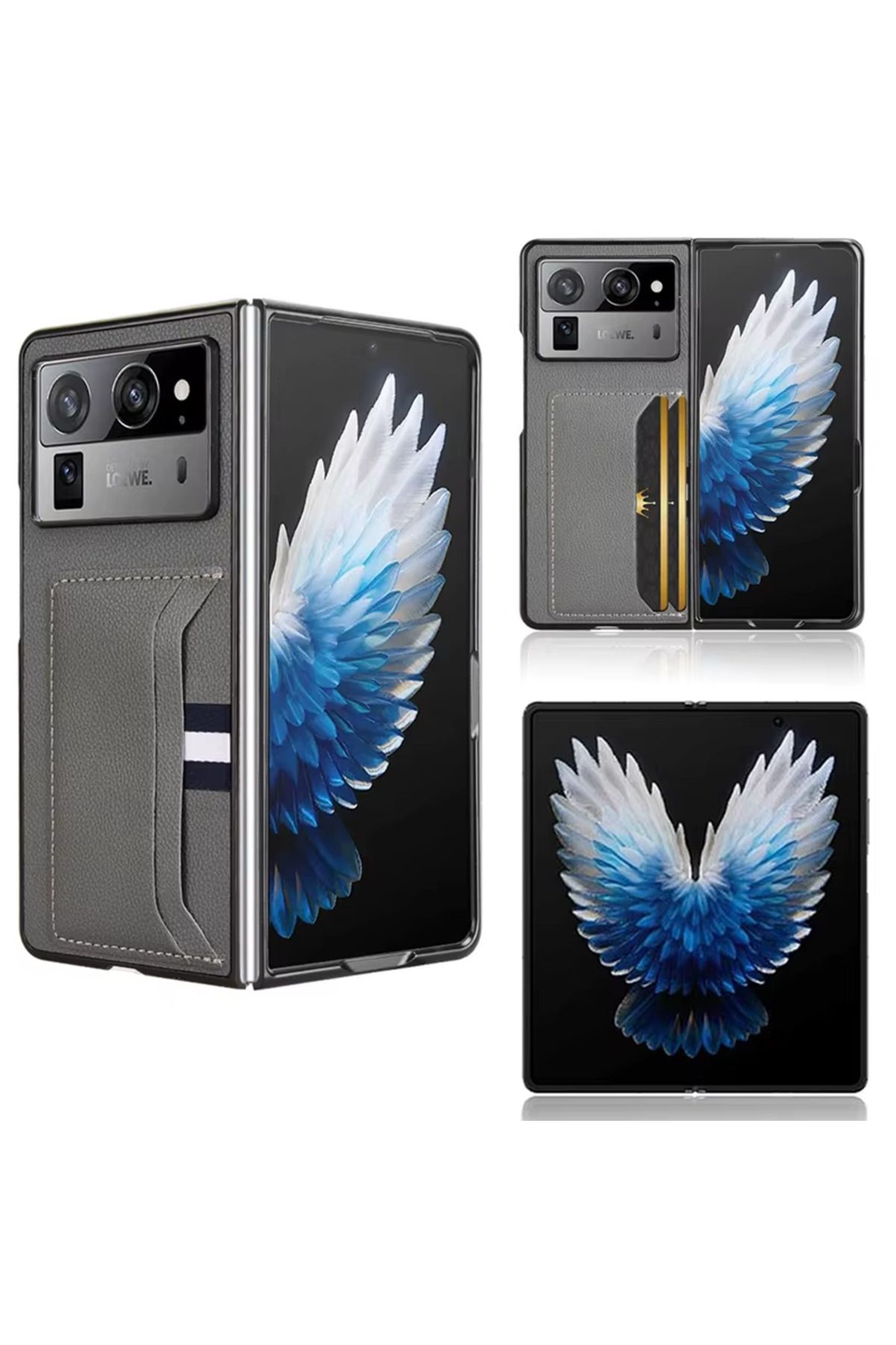 Microcase Tecno Phantom V Fold2 Kartlıklı Deri Kaplama Kılıf-AL5120