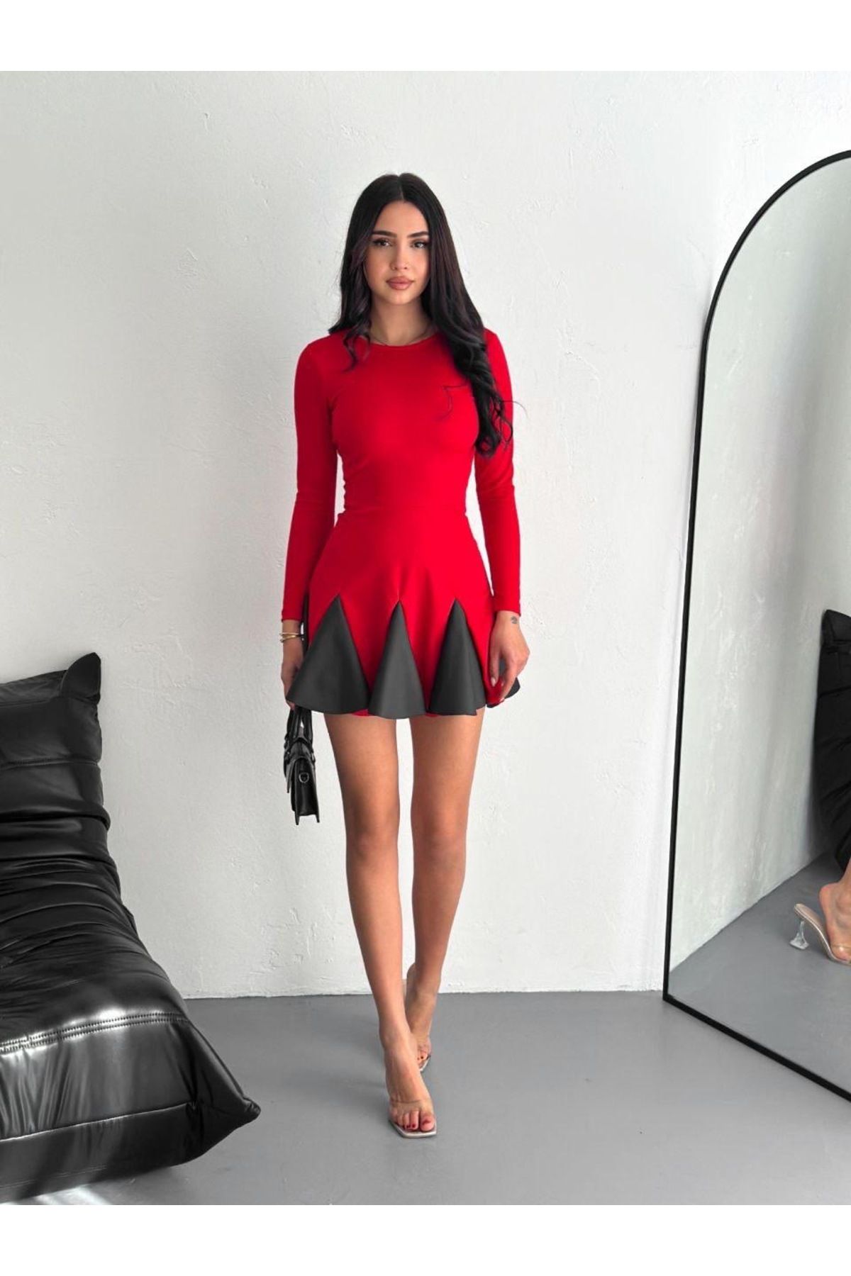 PETITE Crep mini elbise