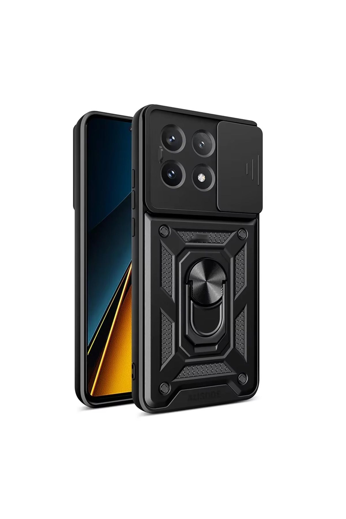 Microcase Xiaomi Redmi K70 Pro QUBEC Serisi Kamera Kapaklı Yüzük Standlı Kılıf-AL5117