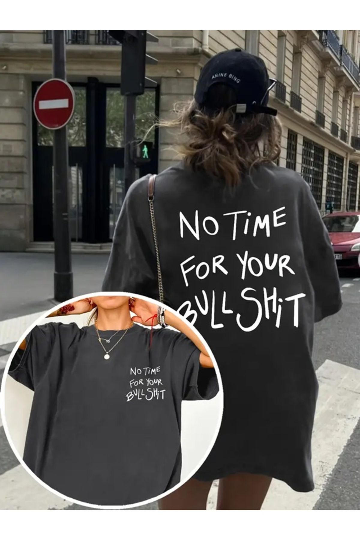 Touz Moda No Time For Your Bull Shit Baskılı Unisex Oversize T-shirt