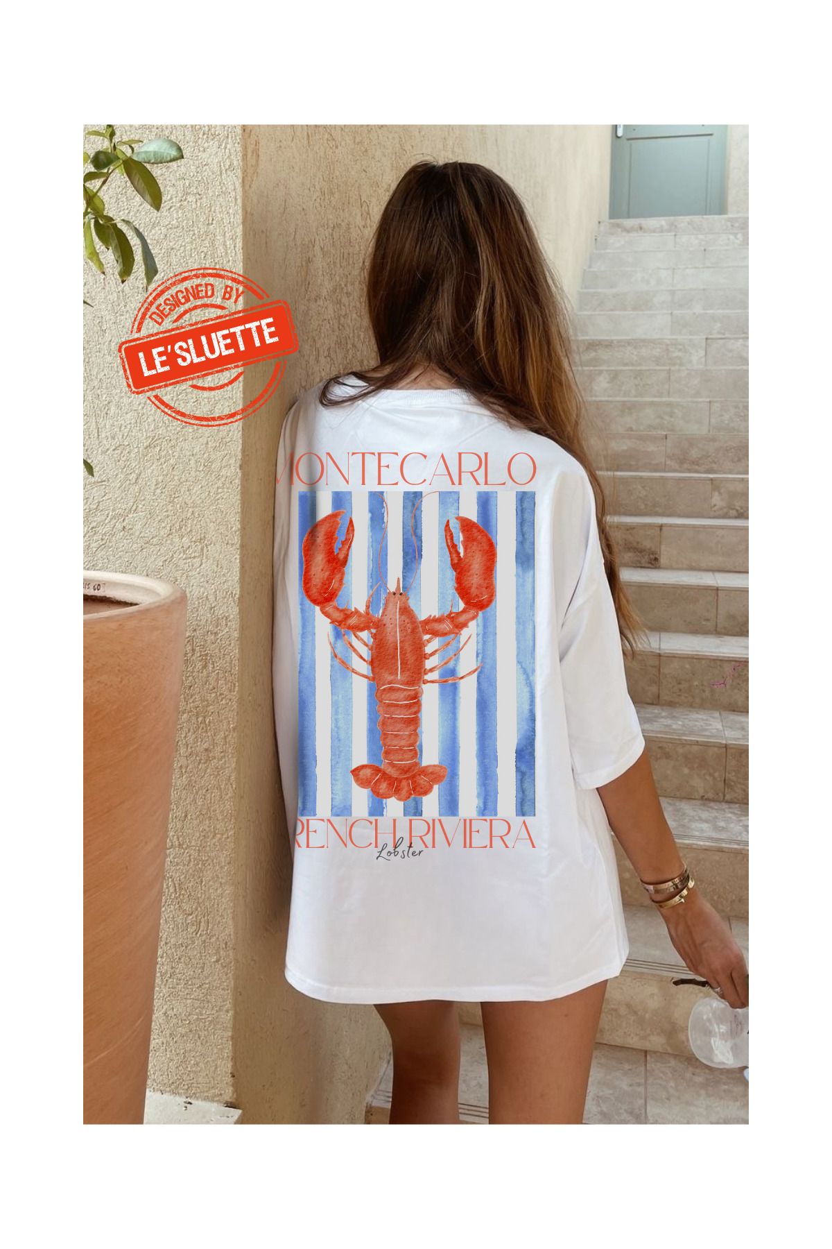 Le'sluette shadow of style Istakoz Baskılı Oversize %100 Pamuk T-Shirt