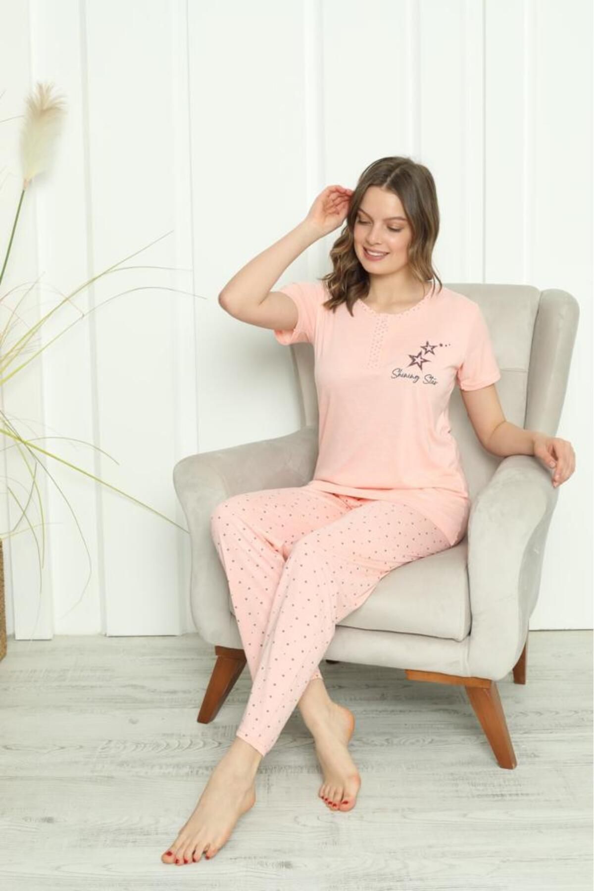 MODA Yıldız Baskılı Kısa Kollu Pijama Takımı