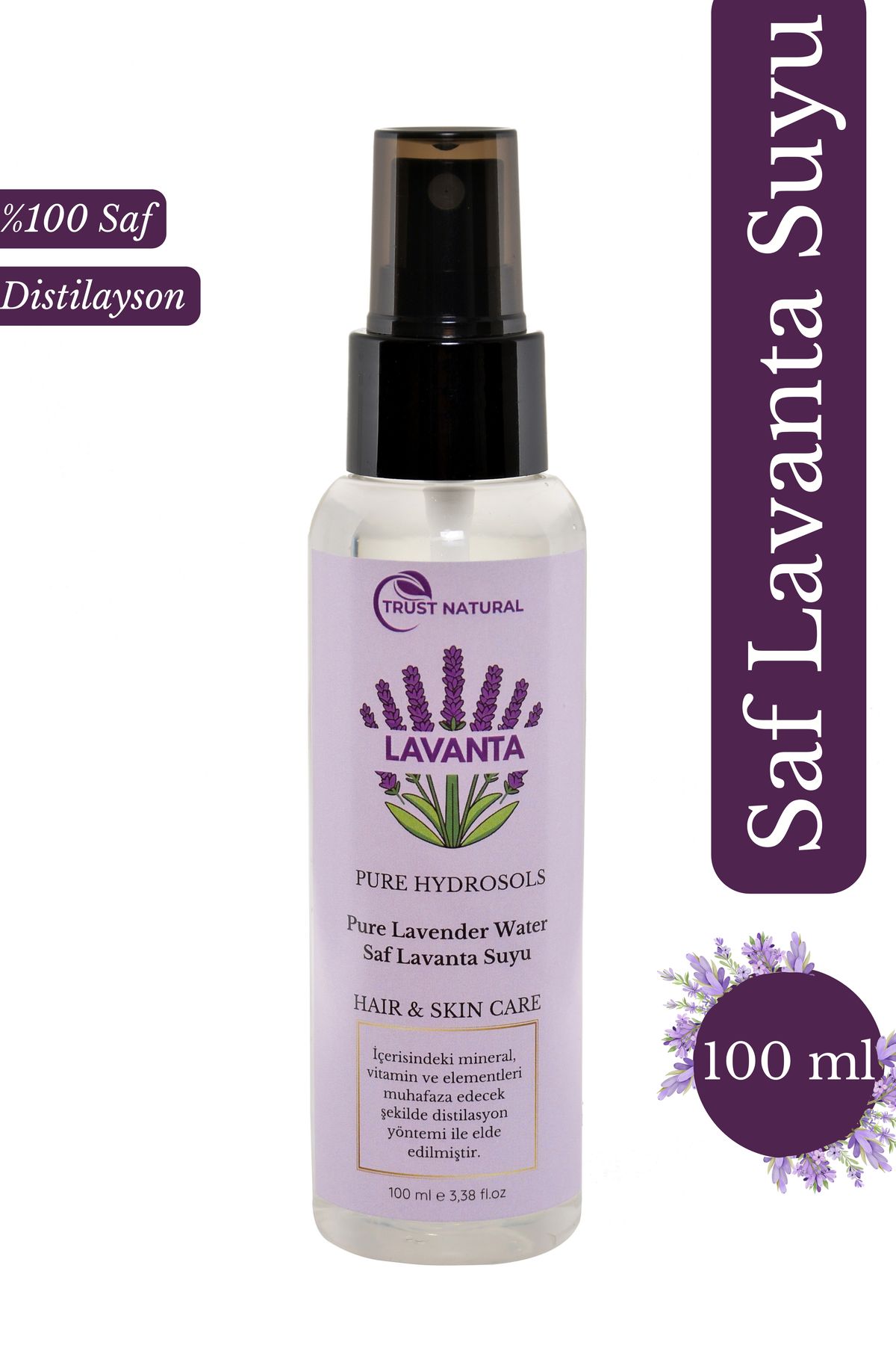 Natural Lavanta Suyu %100 Doğal Ve Saf Canlandırıcı Ve Besleyici Etkili Lavanta Hidrosolü 100 ml