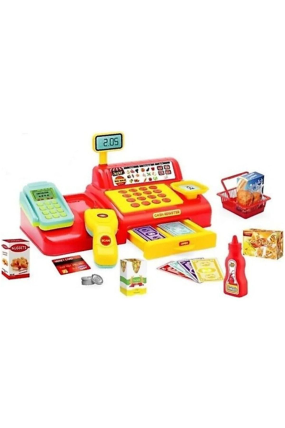 neokids Shop-Joy Süper Market Yazar Kasası 43 Parça Eğitici Oyun Seti