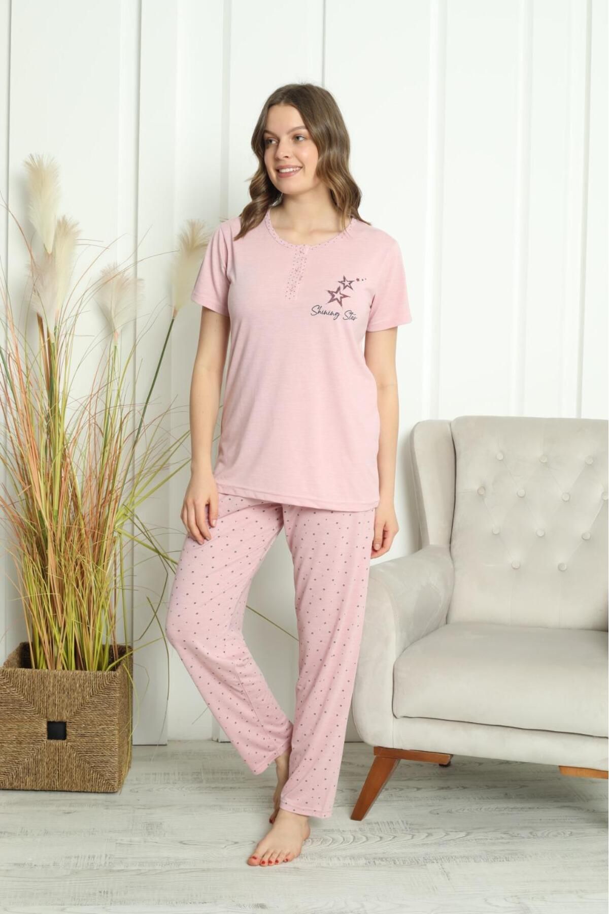 MODA Yıldız Baskılı Kısa Kollu Pijama Takımı
