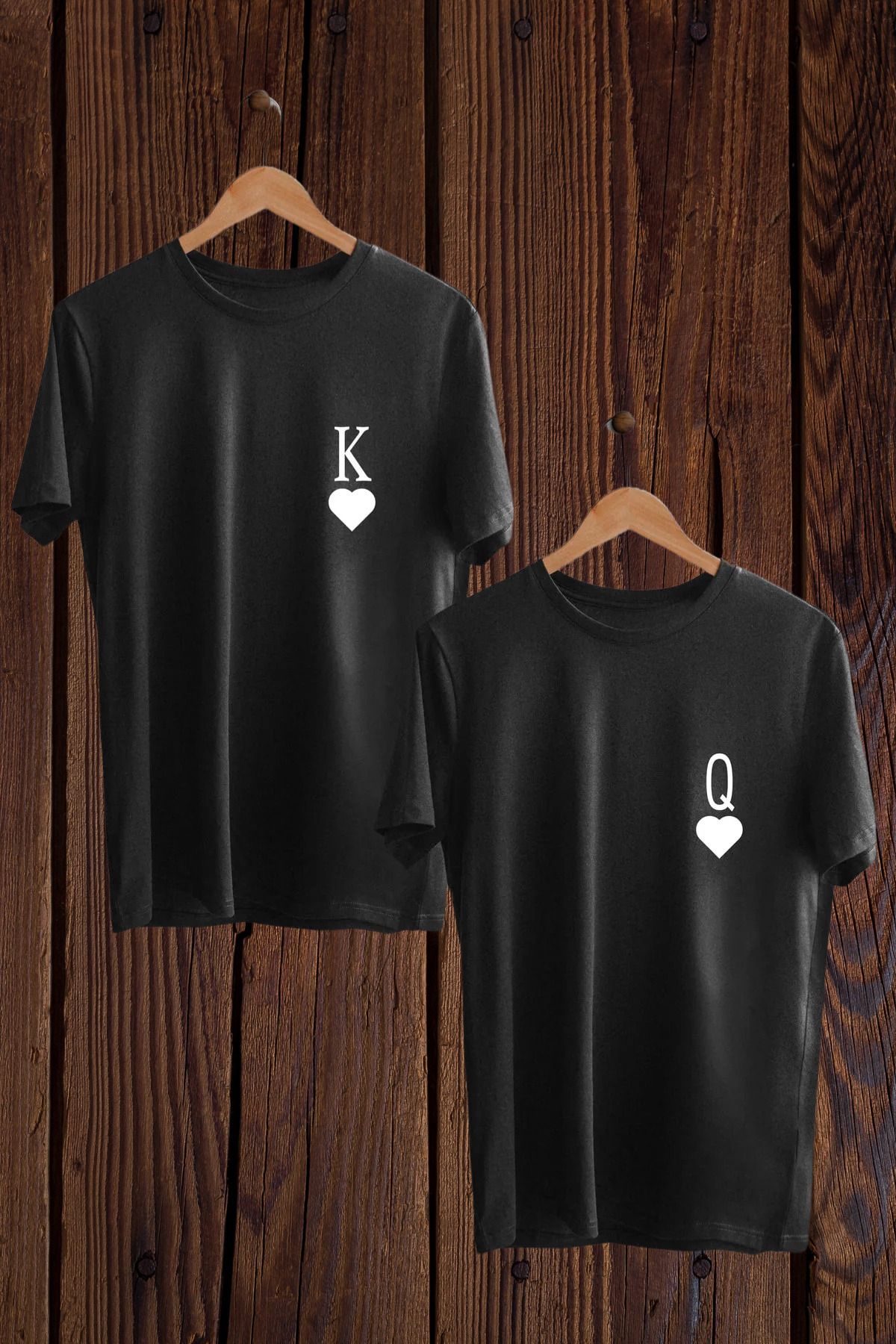 DESCARTES King Queen Sevgili Çift Takım Kral Kraliçe Tişört Siyah Beyaz Oversize Motto Sevgili Couple T-shirt