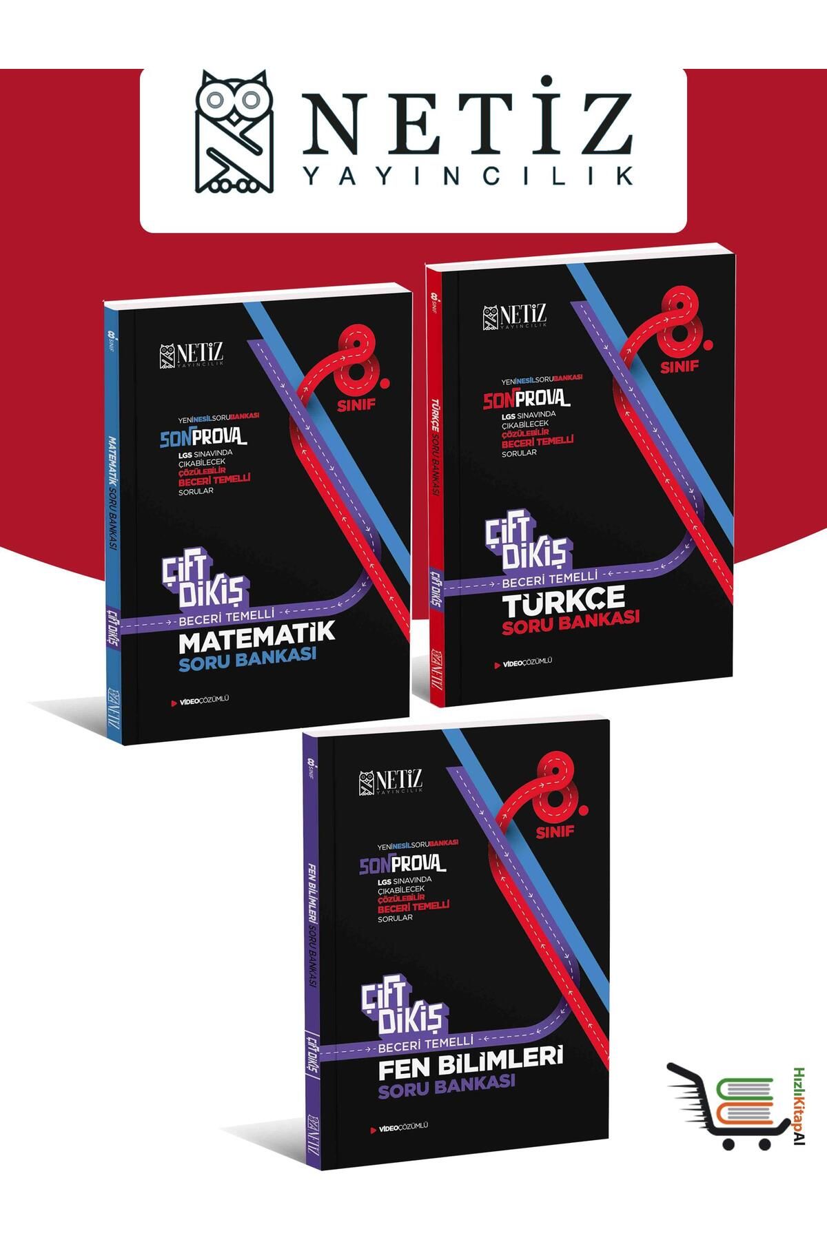 Netiz Yayıncılık Çift Dikiş 8. Sınıf Matematik-Türkçe-Fen Bilimleri Soru Bankası Seti