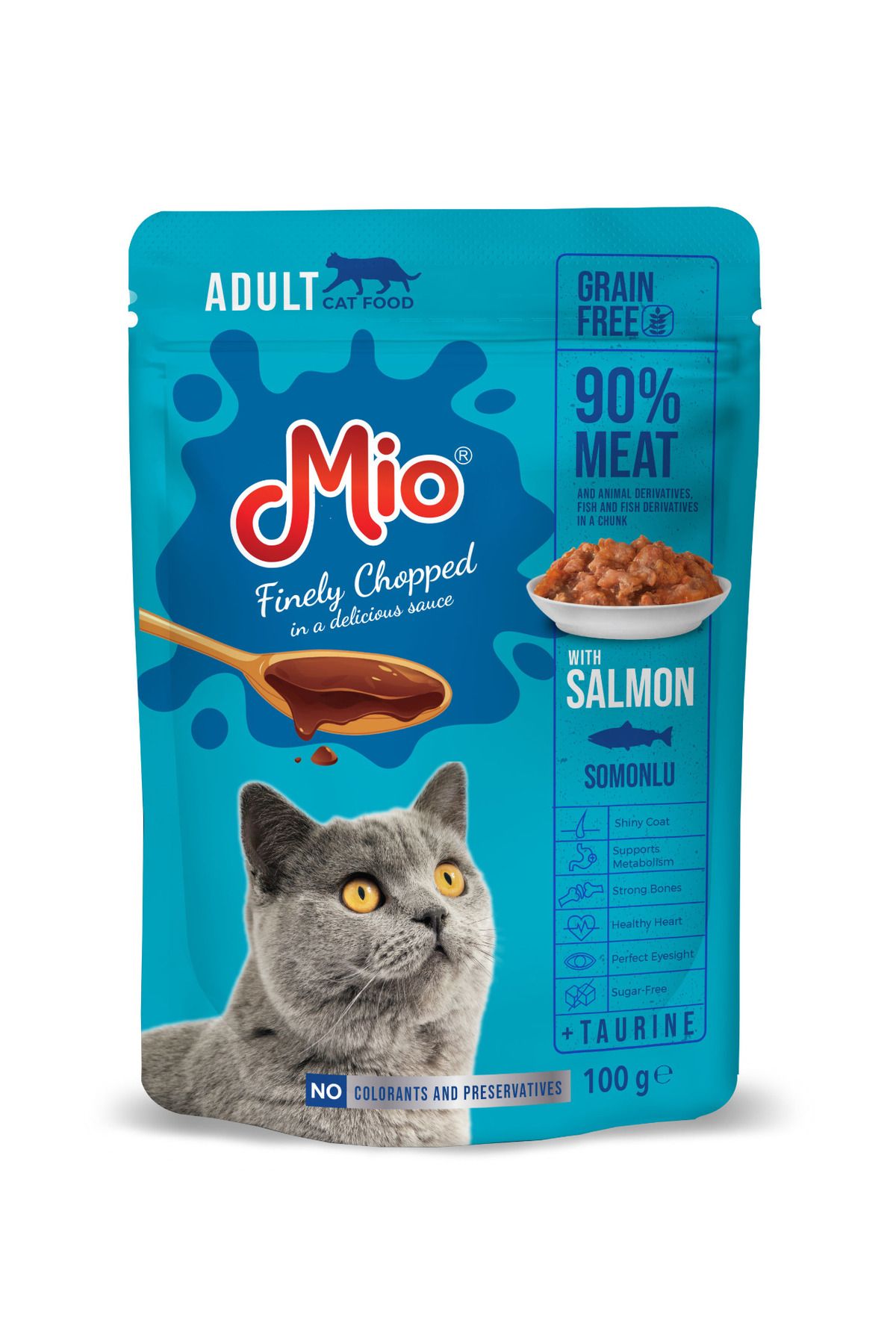 MİO Pachet 10 Plicuri Pisici 100g, Mancare Umeda Pisici ️ Premium , Mio Cat, Hrana Pisici Adulte, Somon - One Size