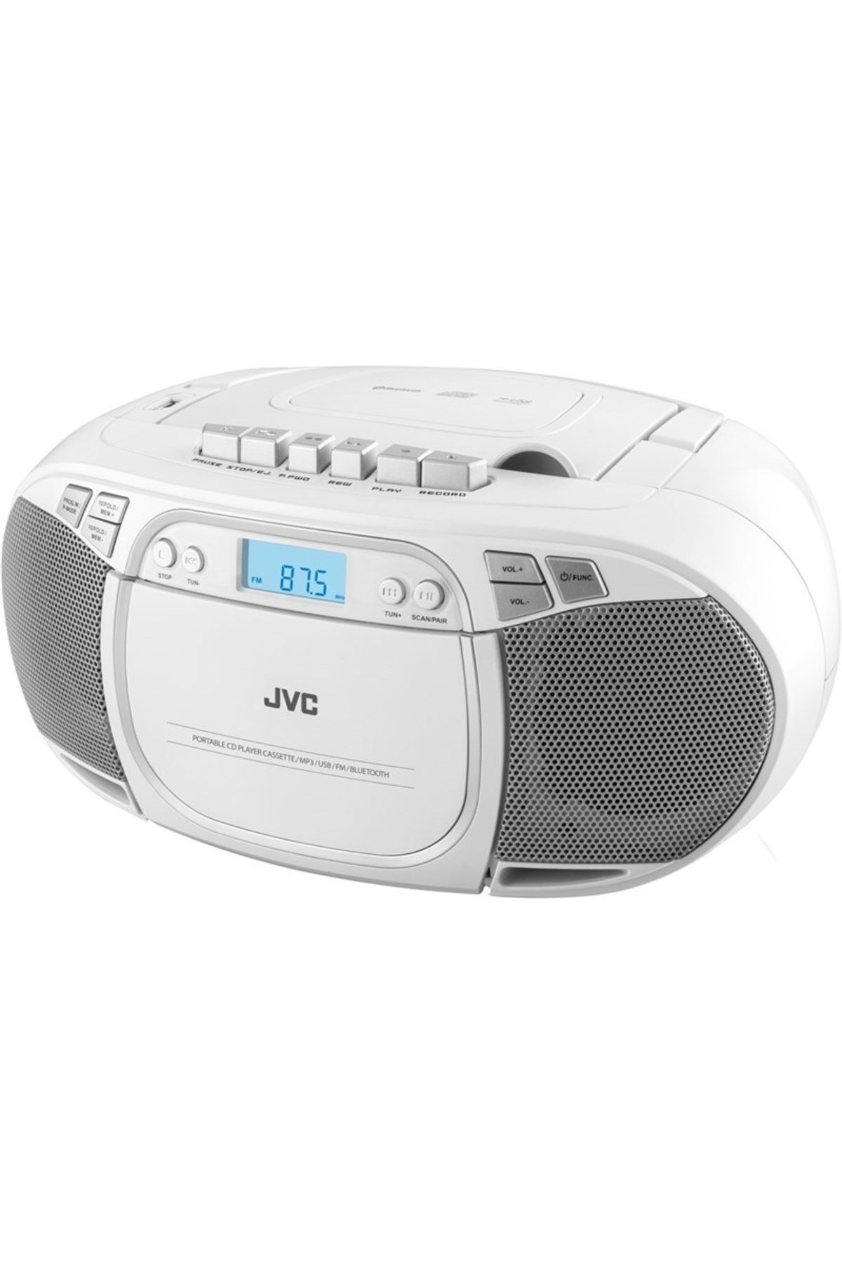 JVC-Radio With Cassette And CD Player RC-E451W, 2 X 1.6 W RMS, FM, Bluetooth, USB, Mp3, Aux In, White 8