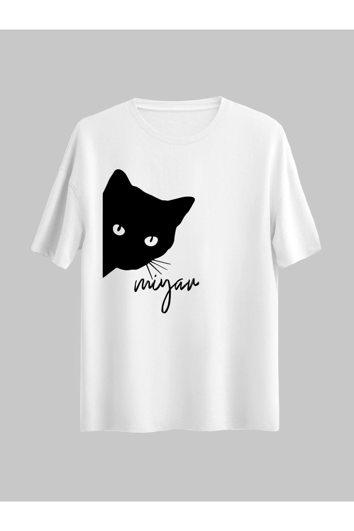 ELNOYA Erkek Kara Kedi Özel Tasarım Regular Tshirt