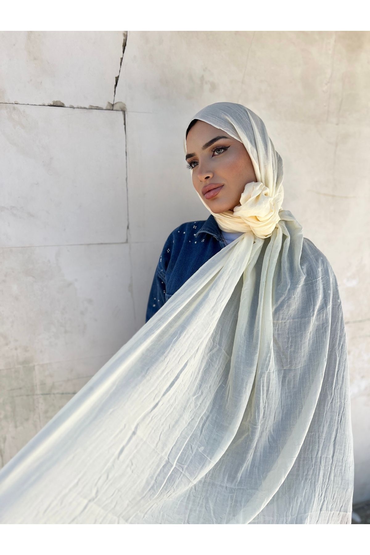 OKAY SCARFS Okay Bambu Kraş Şal Tereyağ Sarısı