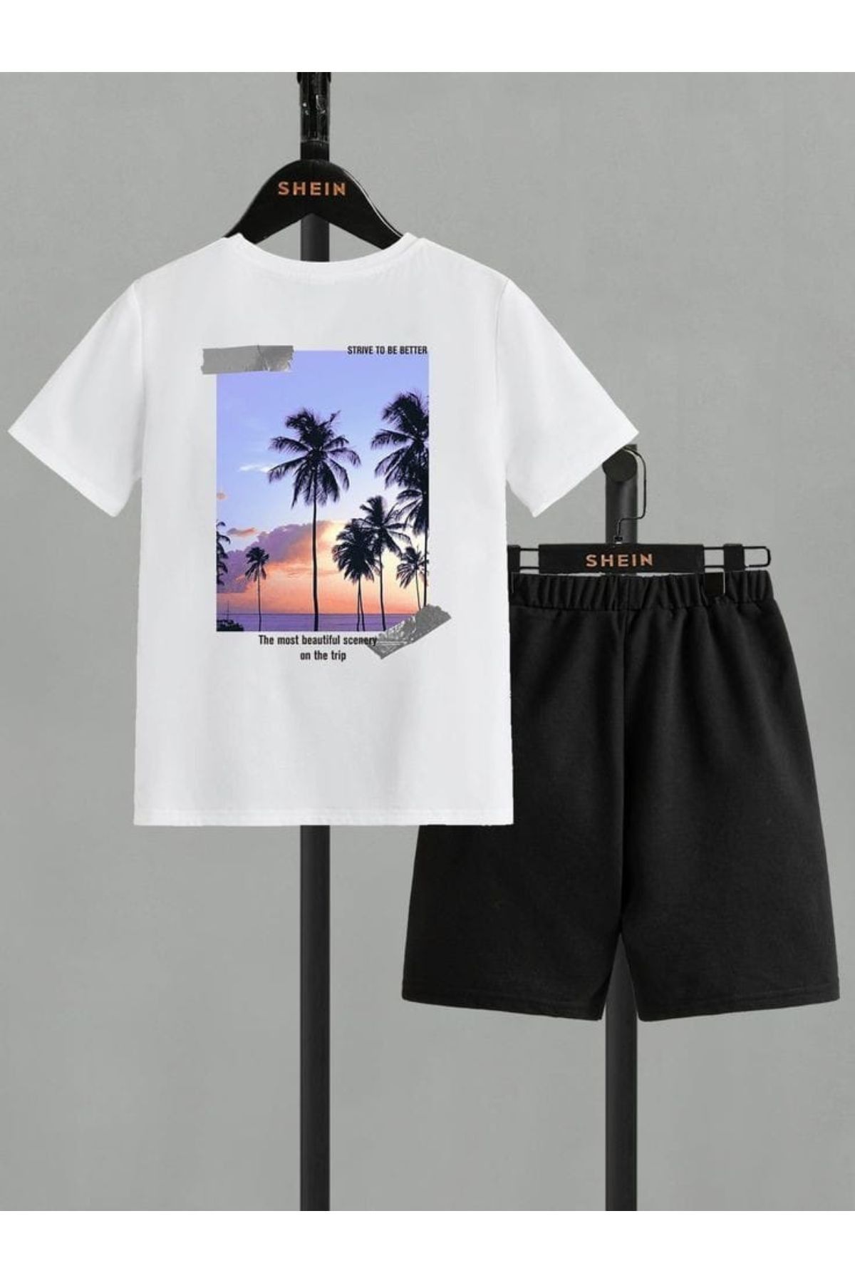 DESCARTES Sunset Palm Baskılı İkili Takım