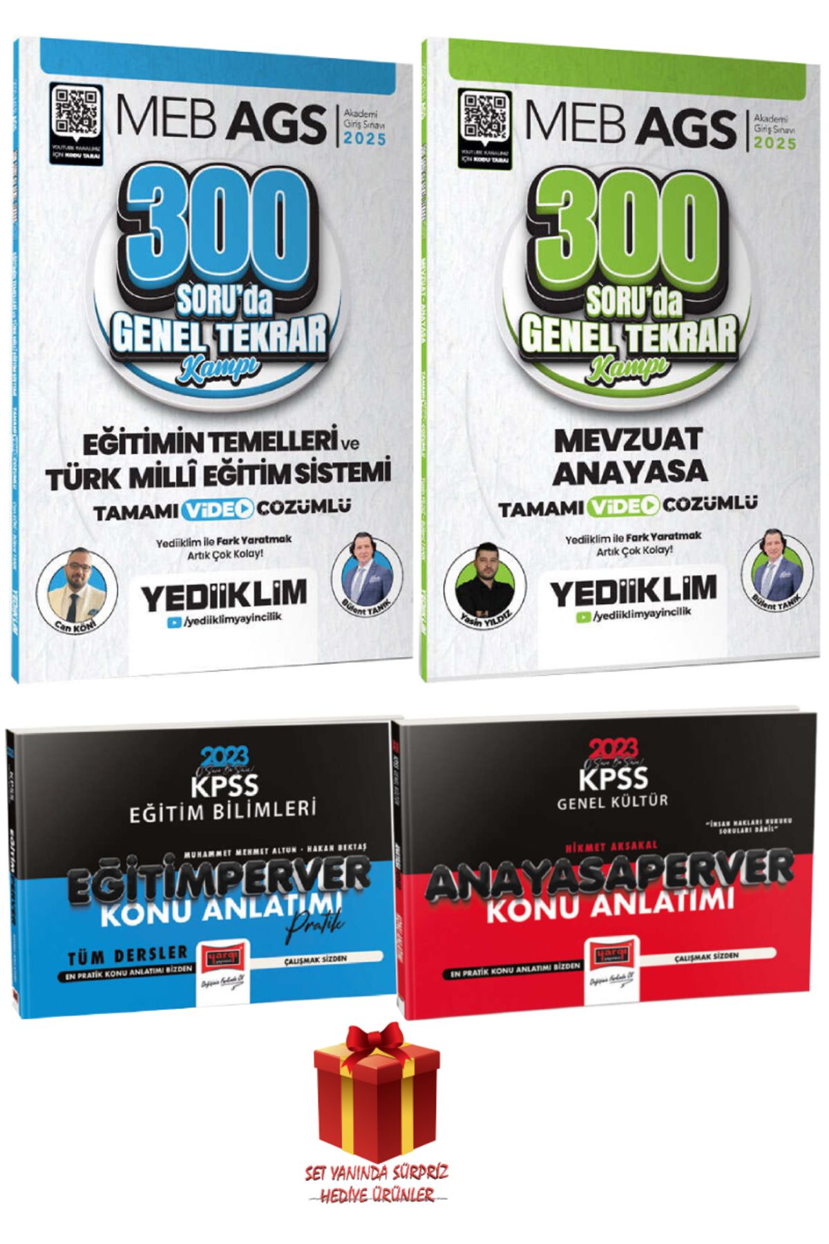 Yediiklim Yayınları 2025 Yediiklim MEB AGS Eğitimin Temelleri 300 Soruda Genel Tekrar+Mevzuat Genel Tekrar+Konular