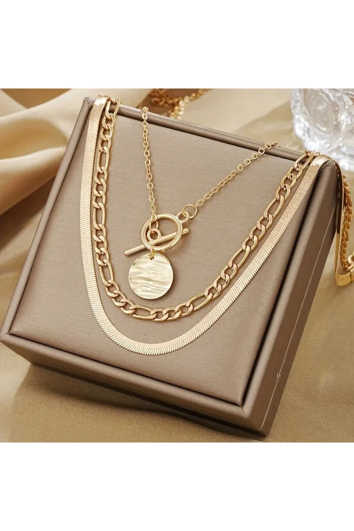 mujeres 3 lü İtalyan Zincirli Kolye Set