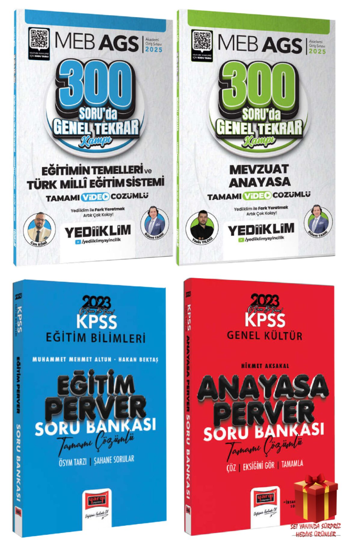 Yediiklim Yayınları 2025 Yediiklim MEB AGS Eğitimin Temelleri 300 Soruda Genel Tekrar+Mevzuat Genel Tekrar+Soru Bankalar