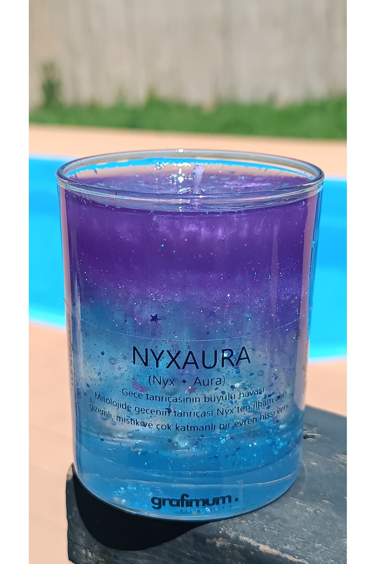 grafimum Özel Seri Tasarım Jel Mum Kokulu Dekoratif Obje Mum Nyxaura