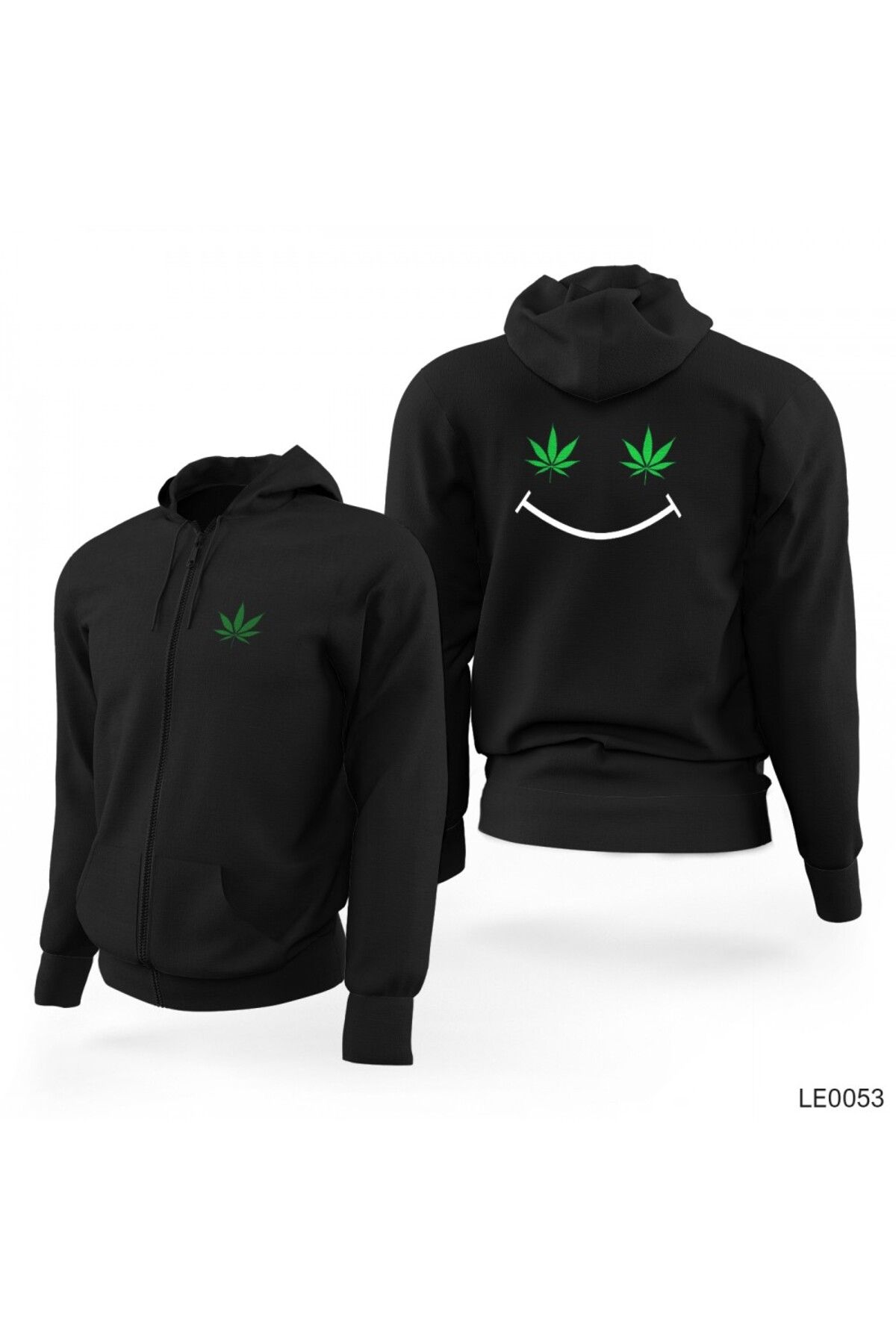 Vordevia Cannabis Fermuarlı Kapşonlu Sweatshirt