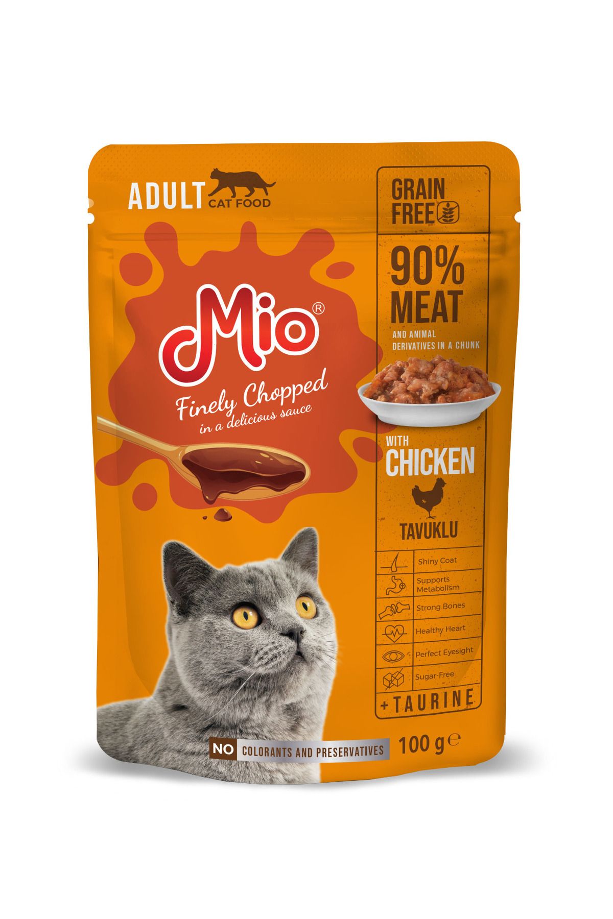 MİO 10 Plicuri Pisici ️ 100 G, Mio Cat Premium, Hrana Umeda Pisici Adulte, Cu Pui - One Size