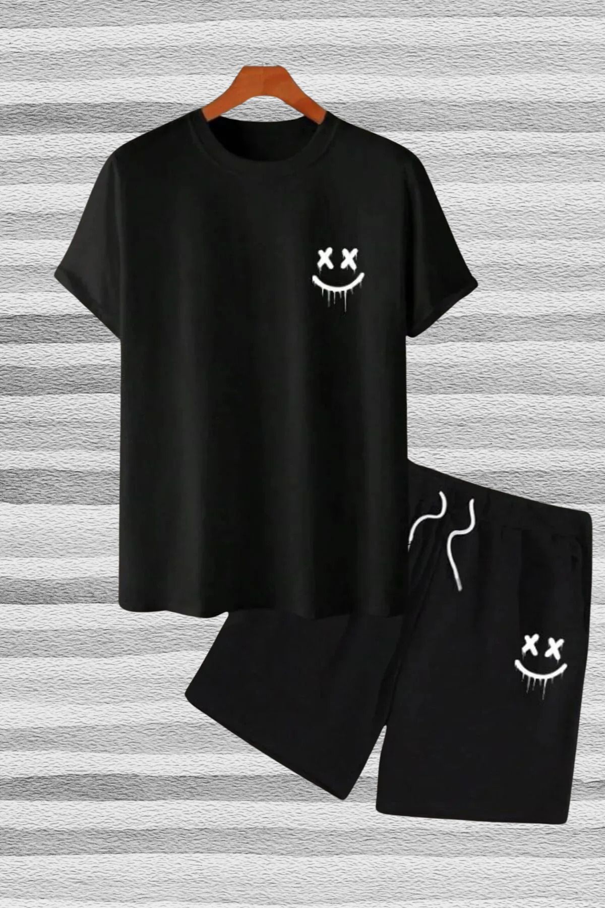 DESCARTES 2'li X Gülen Yüz Şort T-shirt Takım Takım NASASORTTSHIRT