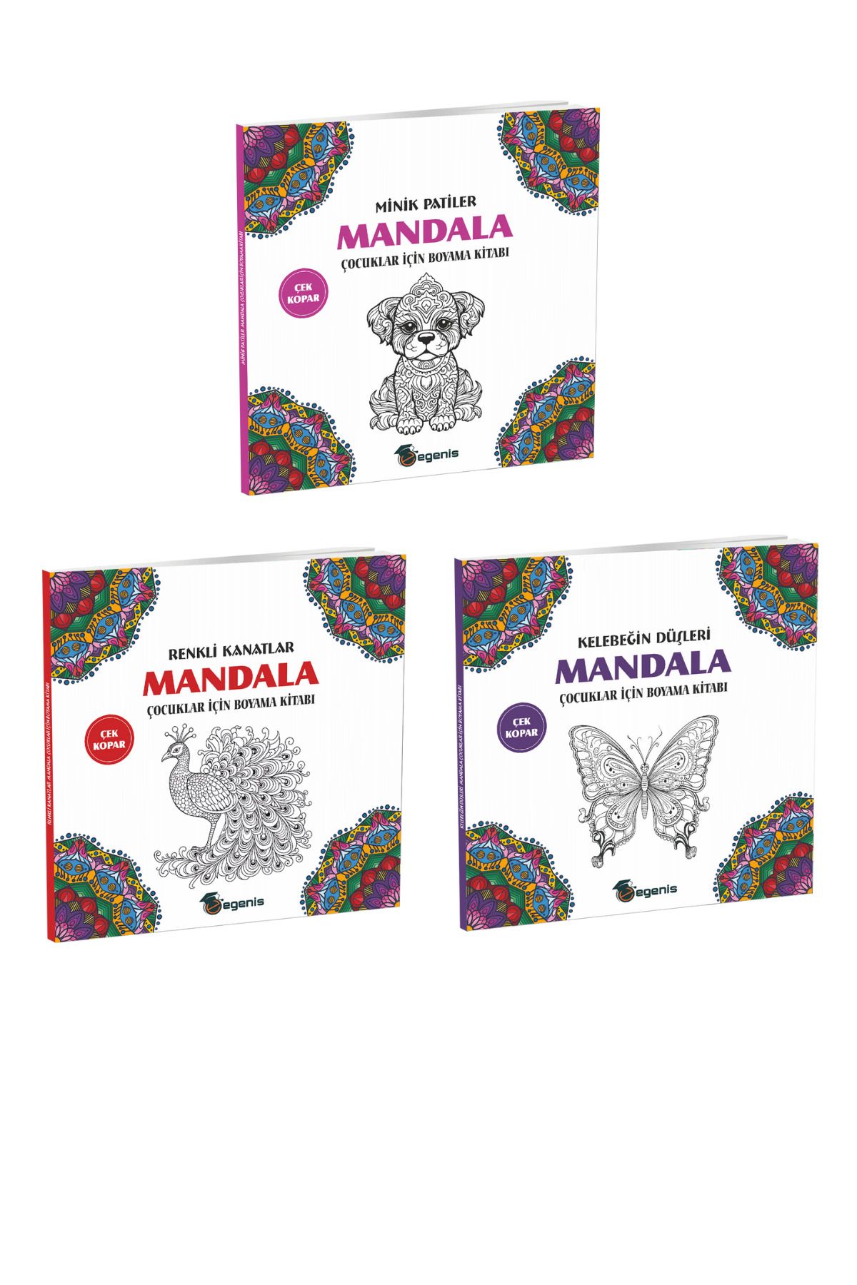 Egenis Mandala Boyama Kitap Seti – Minik Patiler, Renkli Kanatlar & Kelebeğin Düşleri (3'lü Set)