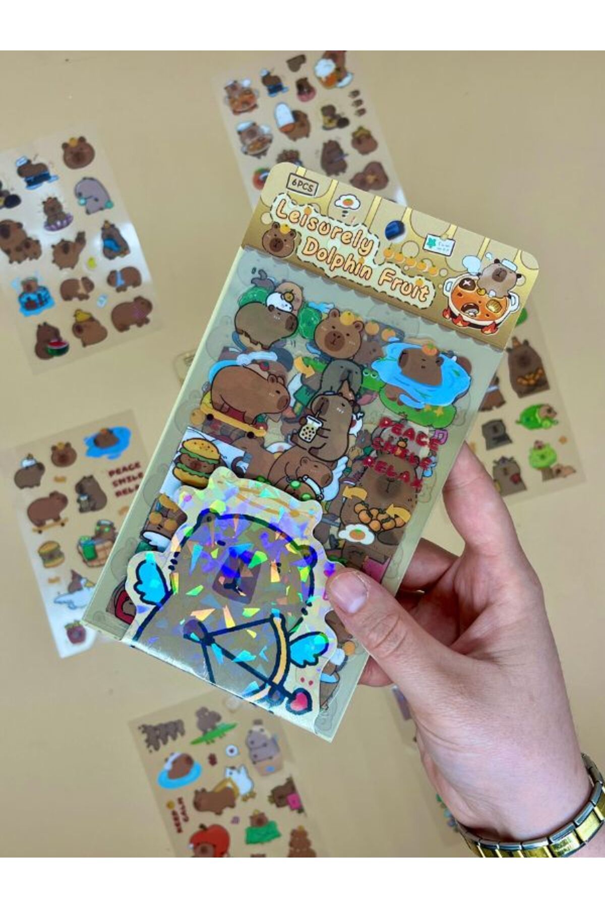 Kağıt Gemi Dükkan Leisurely 6 Yaprak 108 Adet Capybara Sticker Set/Su Geçirmez/Etiket/Kapibara/Bullet Journal
