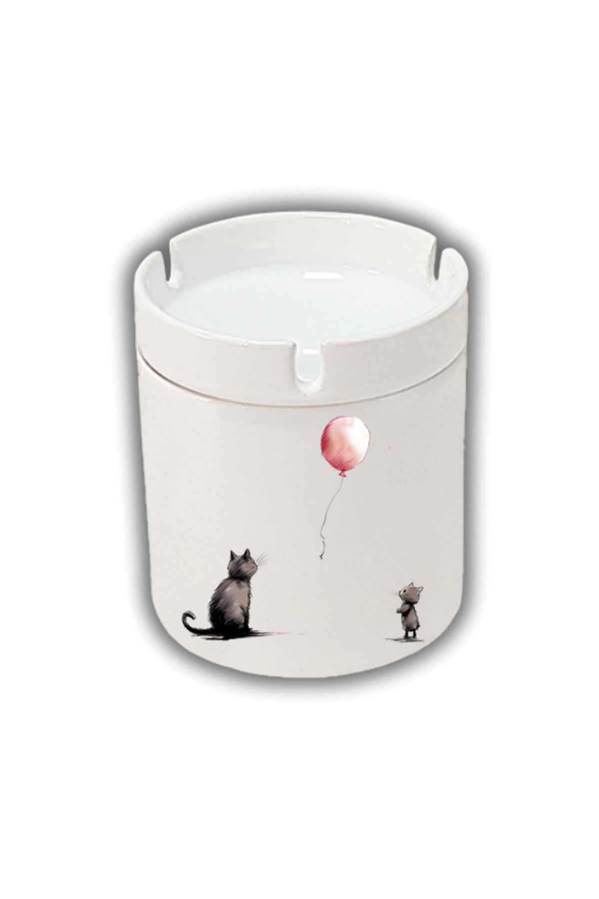BİBANAPROMOSYON Kedi ve Balon Baskılı Küllük Kül Tablası