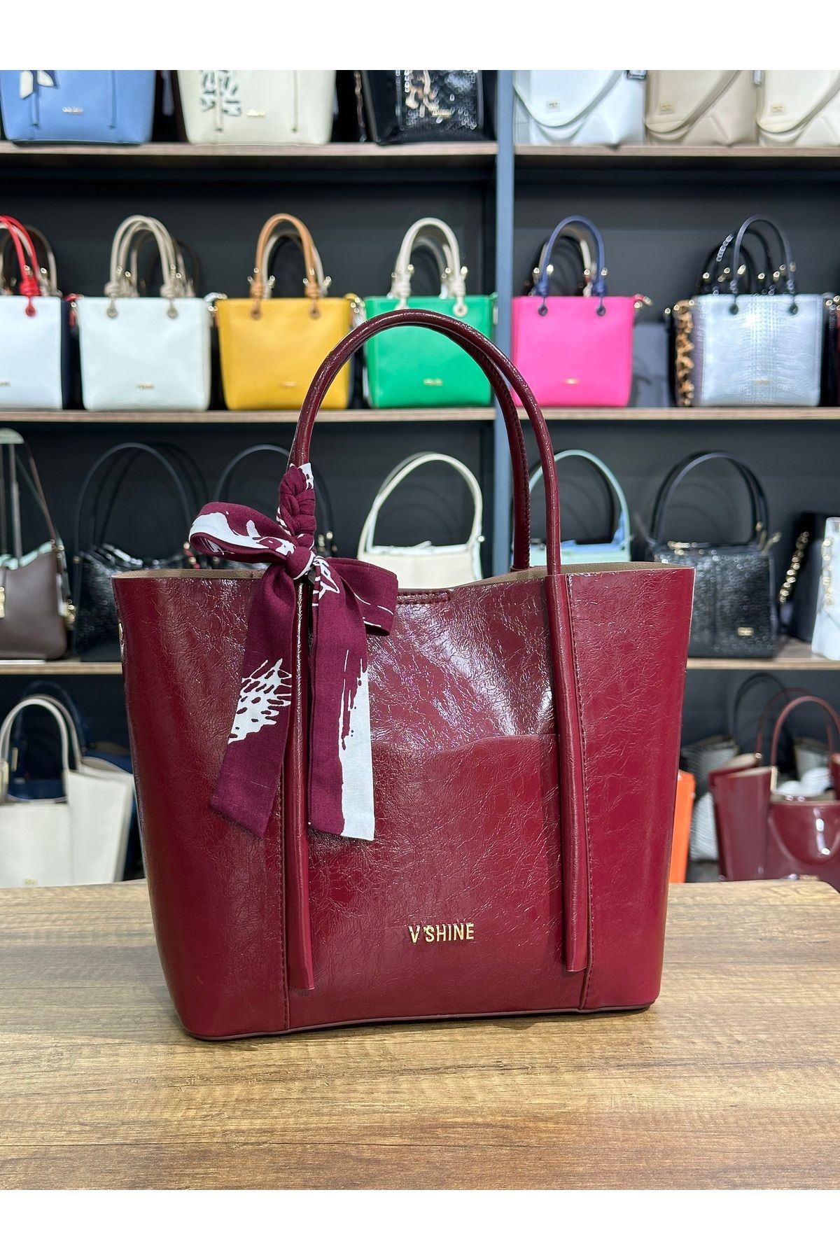 VICTORIA SHINE SARMA SAPLI BÜYÜK BOY ÇANTA 3096 BORDO ZEYNA