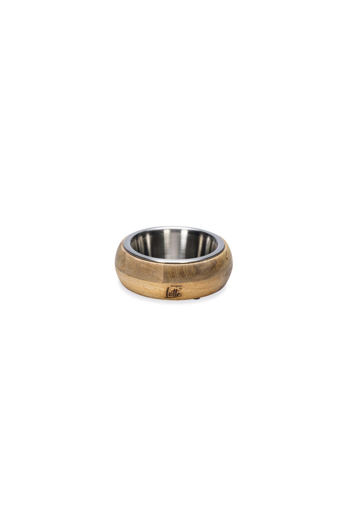 Beeztees DBL Köpek Mama Su Kabı, Dışı Masif Ahşap, Paslanmaz Çelik, 13,5cm, 350ml