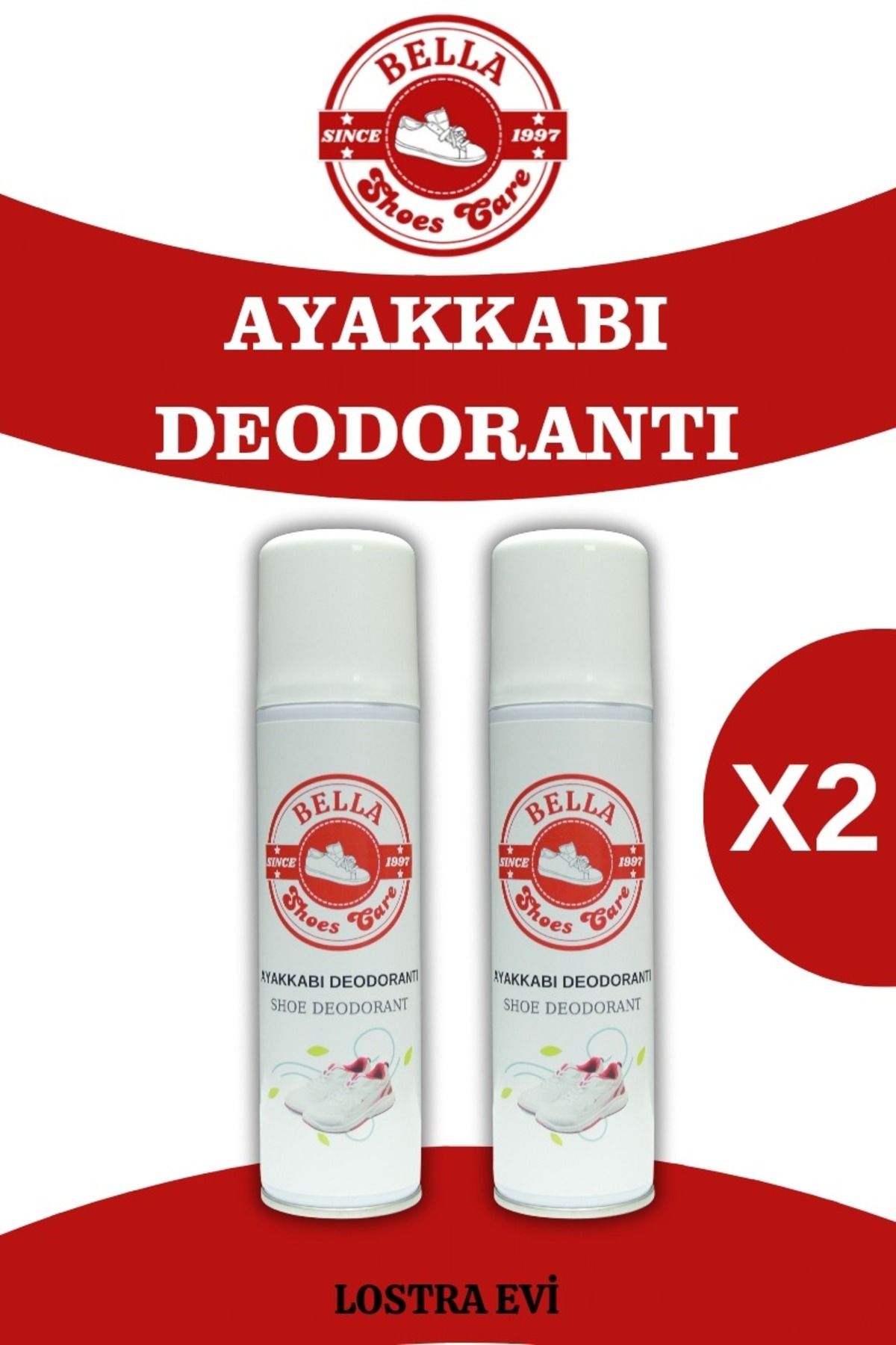 BSC SHOES CARE BELLA 2'Lİ Ayakkabı Deodorantı Koku Giderici Önleyici Sprey (150ml x 2)