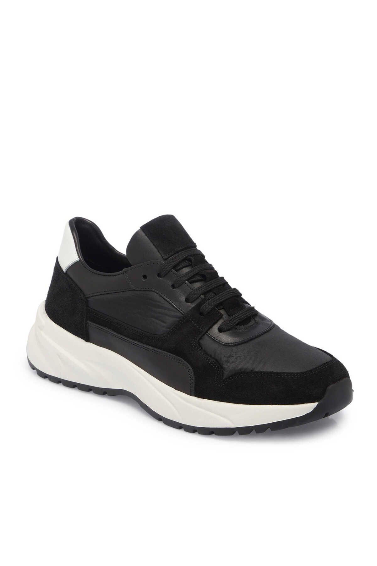 Tergan Siyah Deri-Tekstil Erkek Sneaker - E24I1AY56712-A01