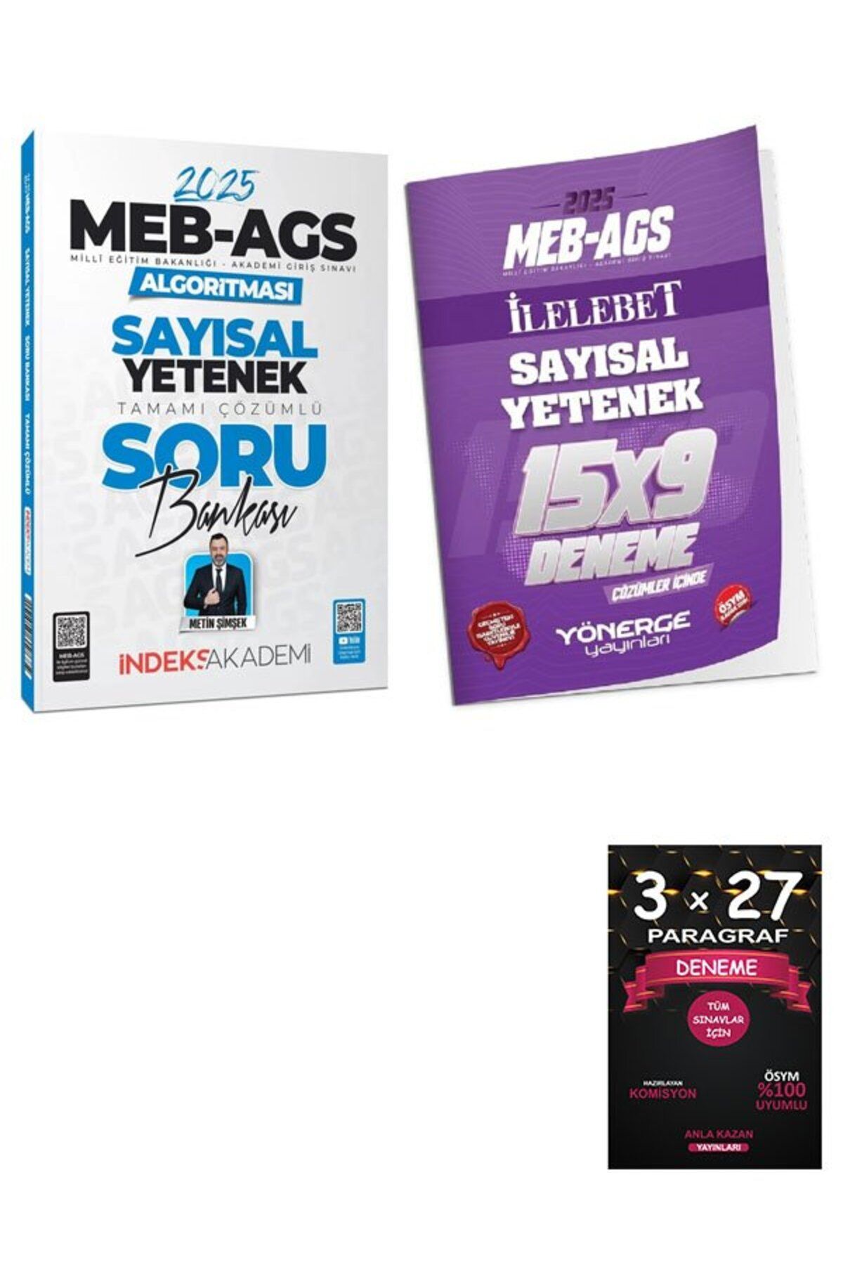 Anla Kazan Yayınları İndeks + Yönerge 2025 MEB-AGS Algoritması Sayısal Yetenek Soru Bankası + 9 Deneme 2 li Set