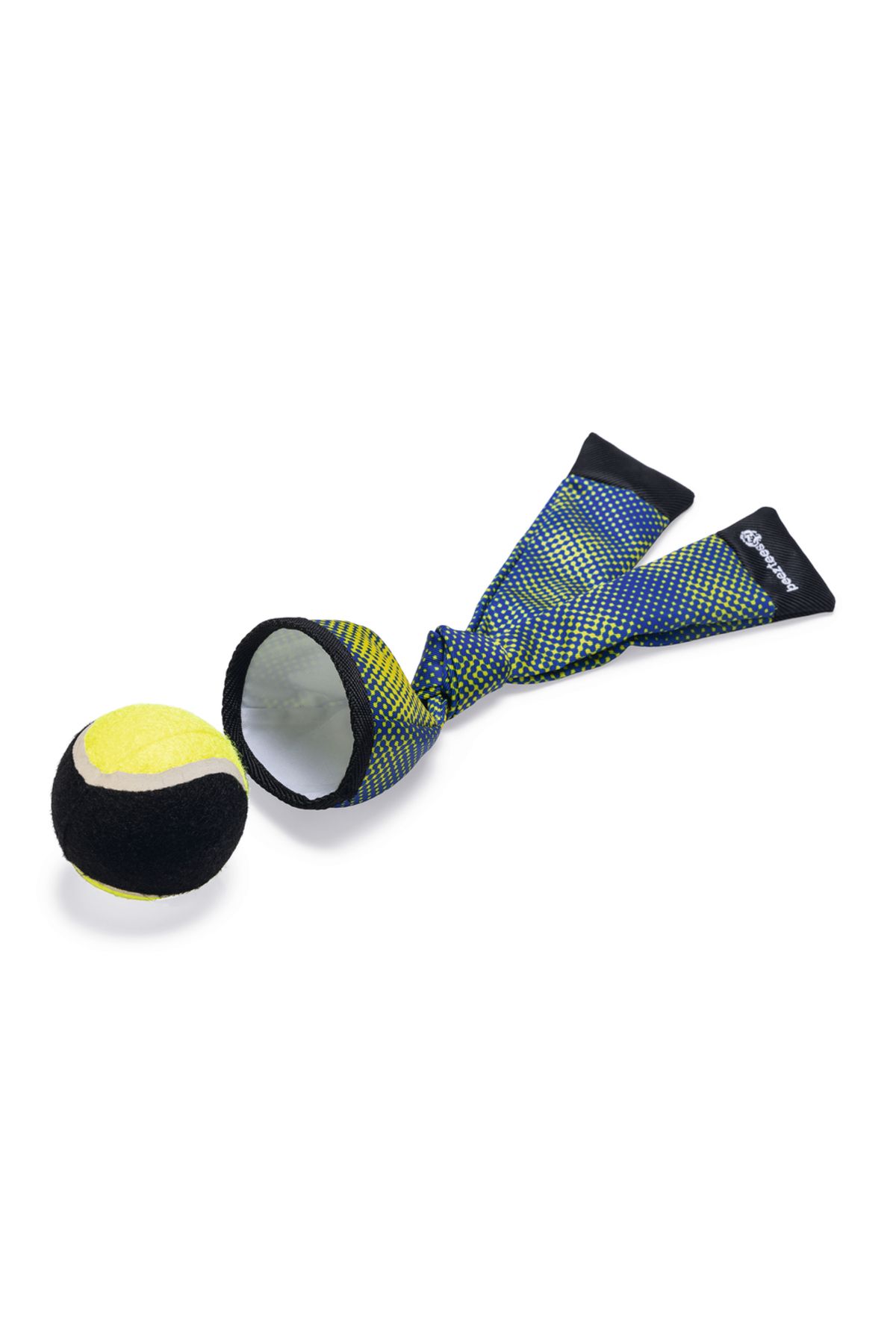 Beeztees Köpek Oyuncağı, Yüzen, Tenis Topu ve Kumaş Fırlatma, Mavi/Sarı 29cm