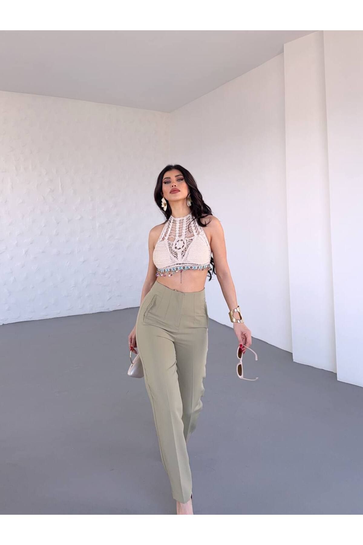 BARG FASHION Kadın Dar Kesim Kumaş Pantolon