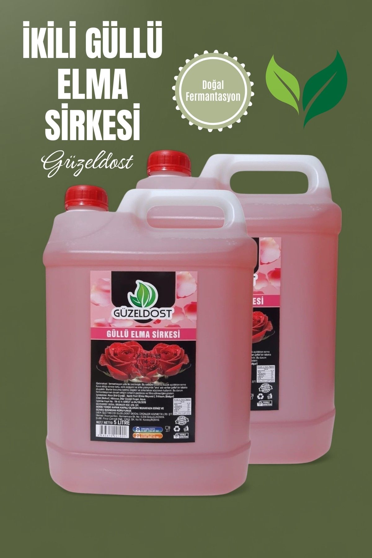 Güzeldost İkili 5 Lt'lik Güllü Elma Sirkesi