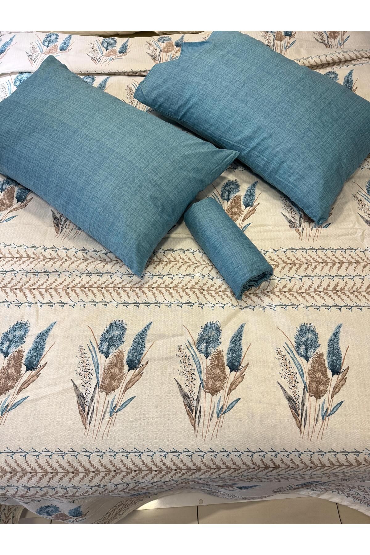 ŞENER HOME-Ekin Patterned Sheet Mint, Elastic Personality Set 4