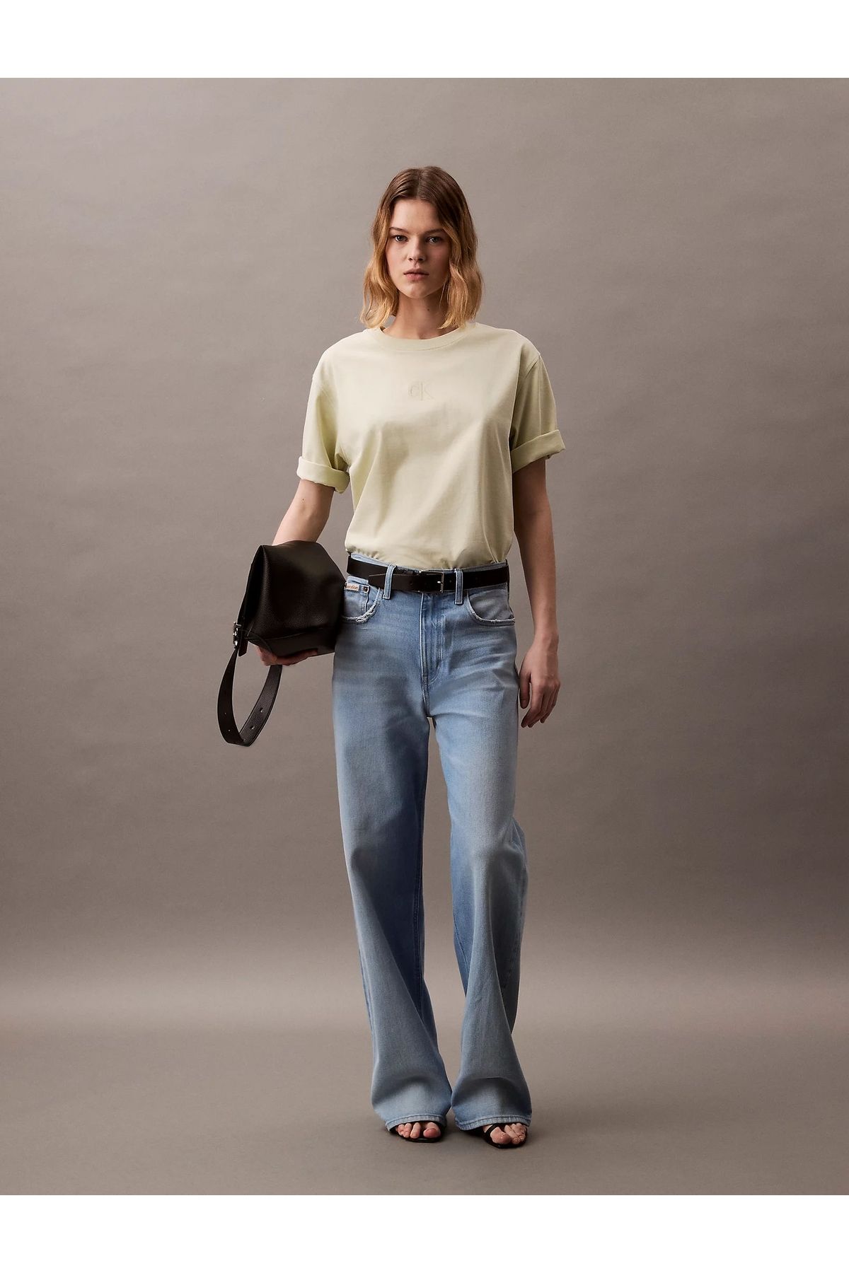 CK Jeans Kadın Sarı Parlak Logolu Tişört LV047AB818-NF1