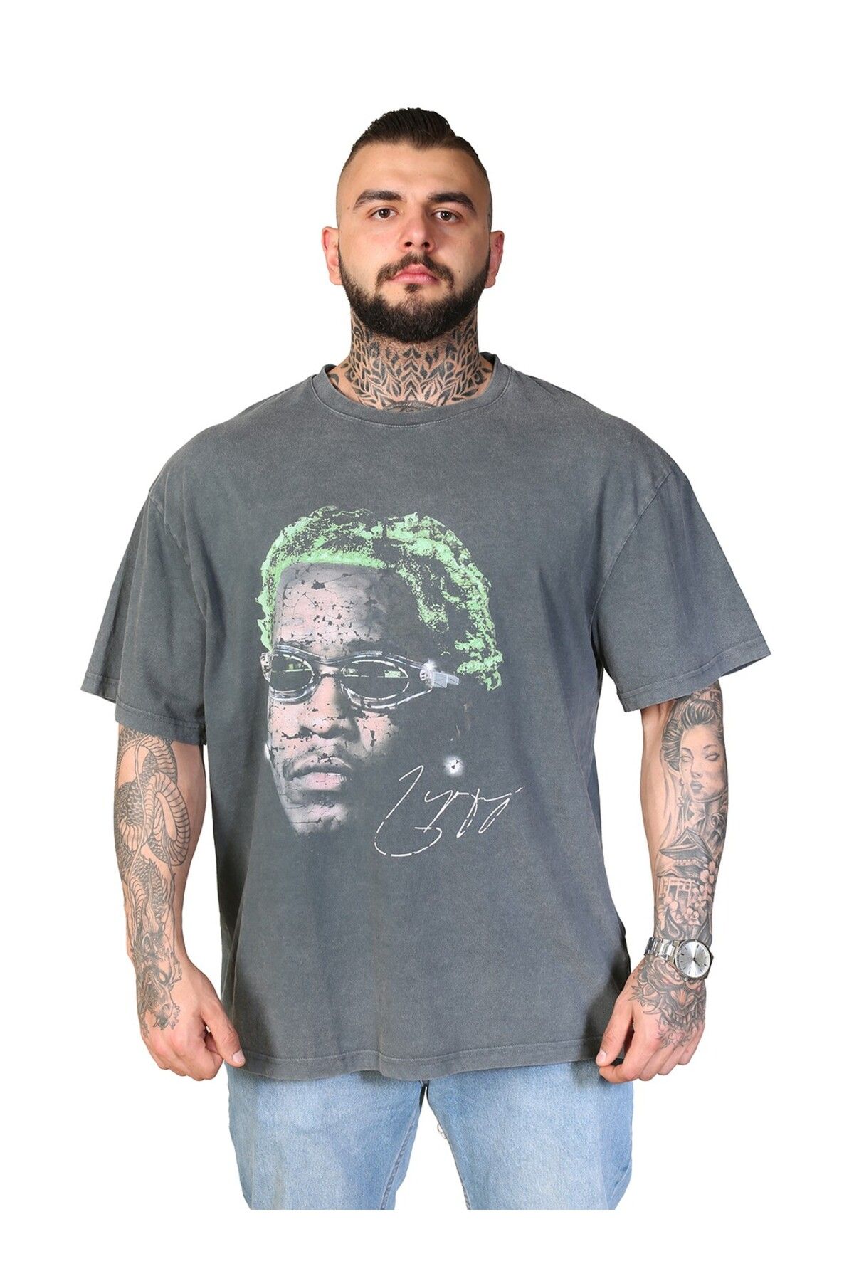 Muu Legacy D. RODMAN Oversize T-Shirt %100 Pamuk Dijital Baskılı