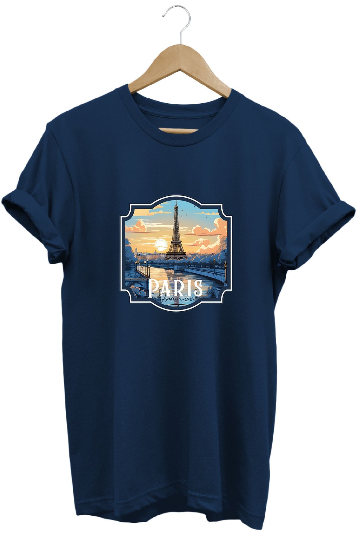 remonz Şehirler Serisi Paris Baskılı %100 Pamuk Regular Fit Bisiklet Yaka T-shirt