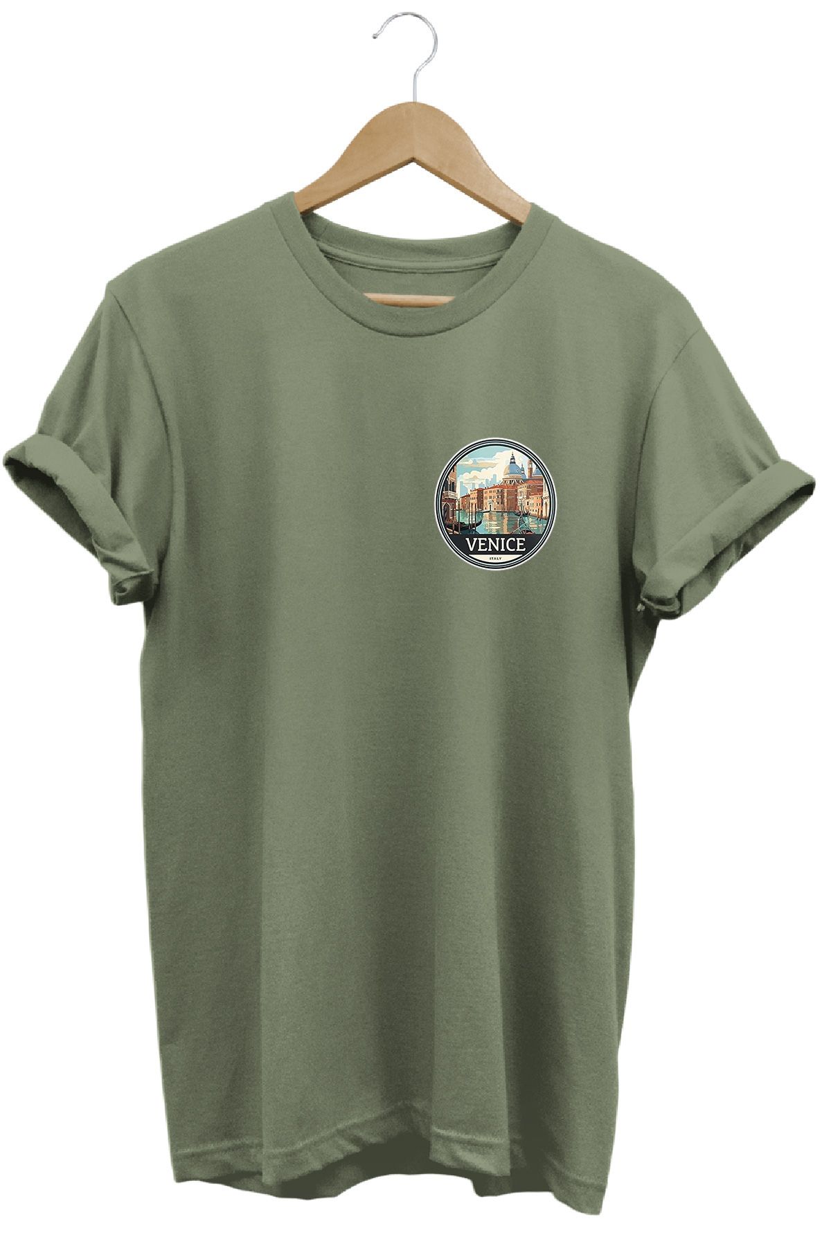 remonz Şehirler Serisi Venice Baskılı %100 Pamuk Regular Fit Bisiklet Yaka T-shirt